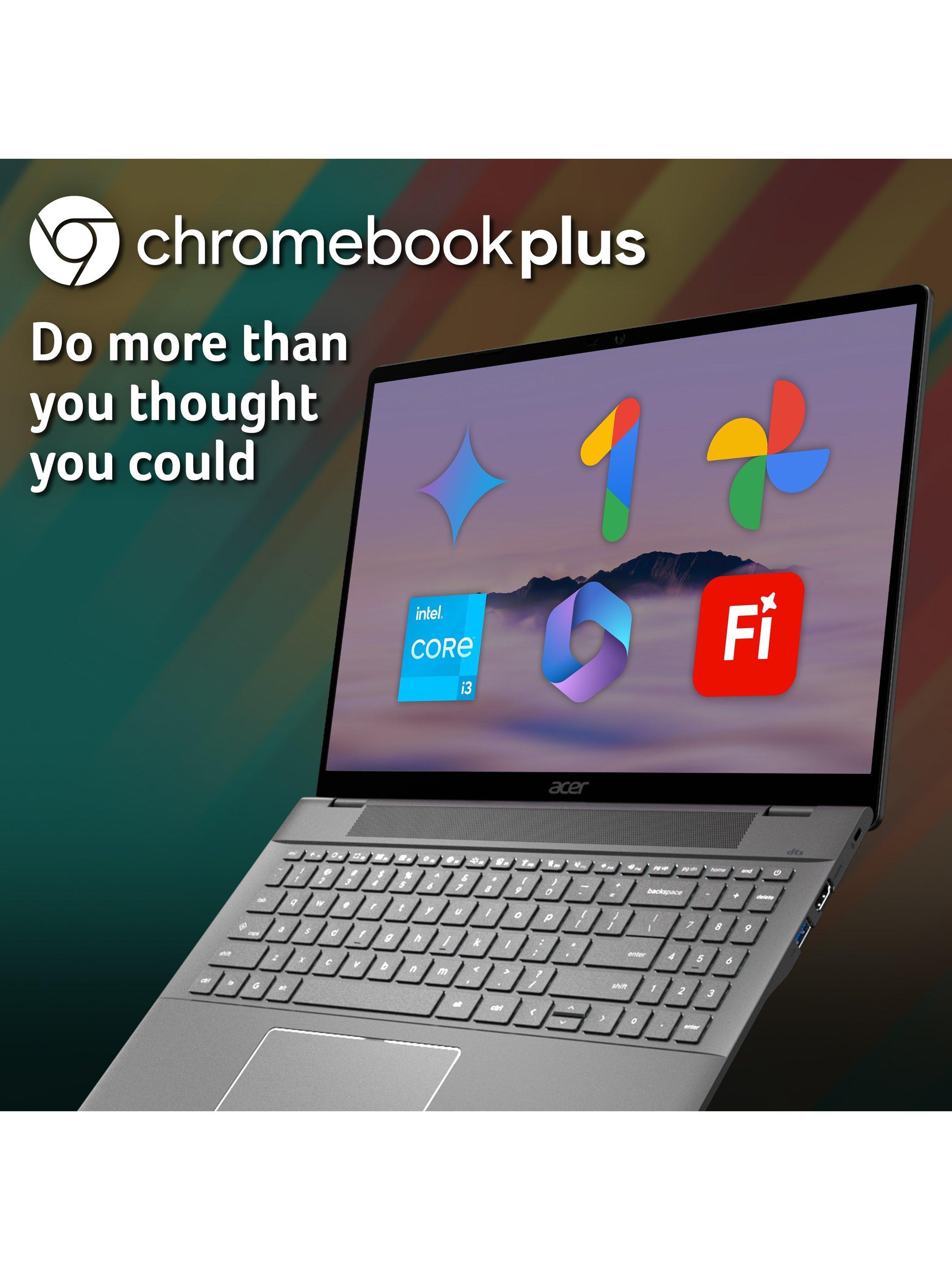 Chromebook Plus 516 Laptop, Intel Core i3 Processor, 8GB RAM, 128GB SSD, 16” WUXGA, Iron