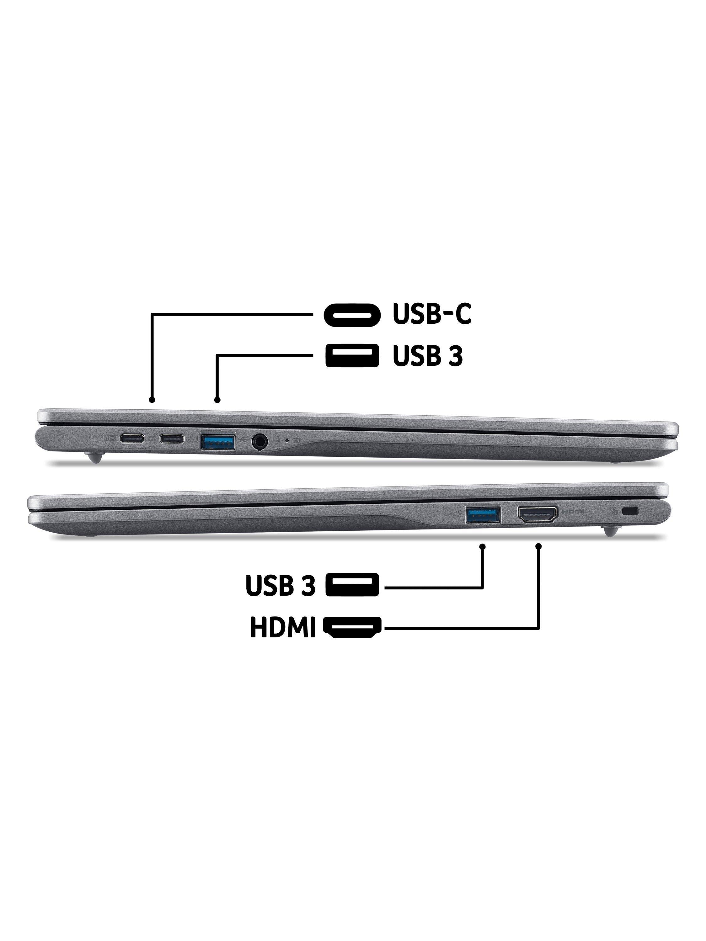 Chromebook Plus 516 Laptop, Intel Core i3 Processor, 8GB RAM, 128GB SSD, 16” WUXGA, Iron