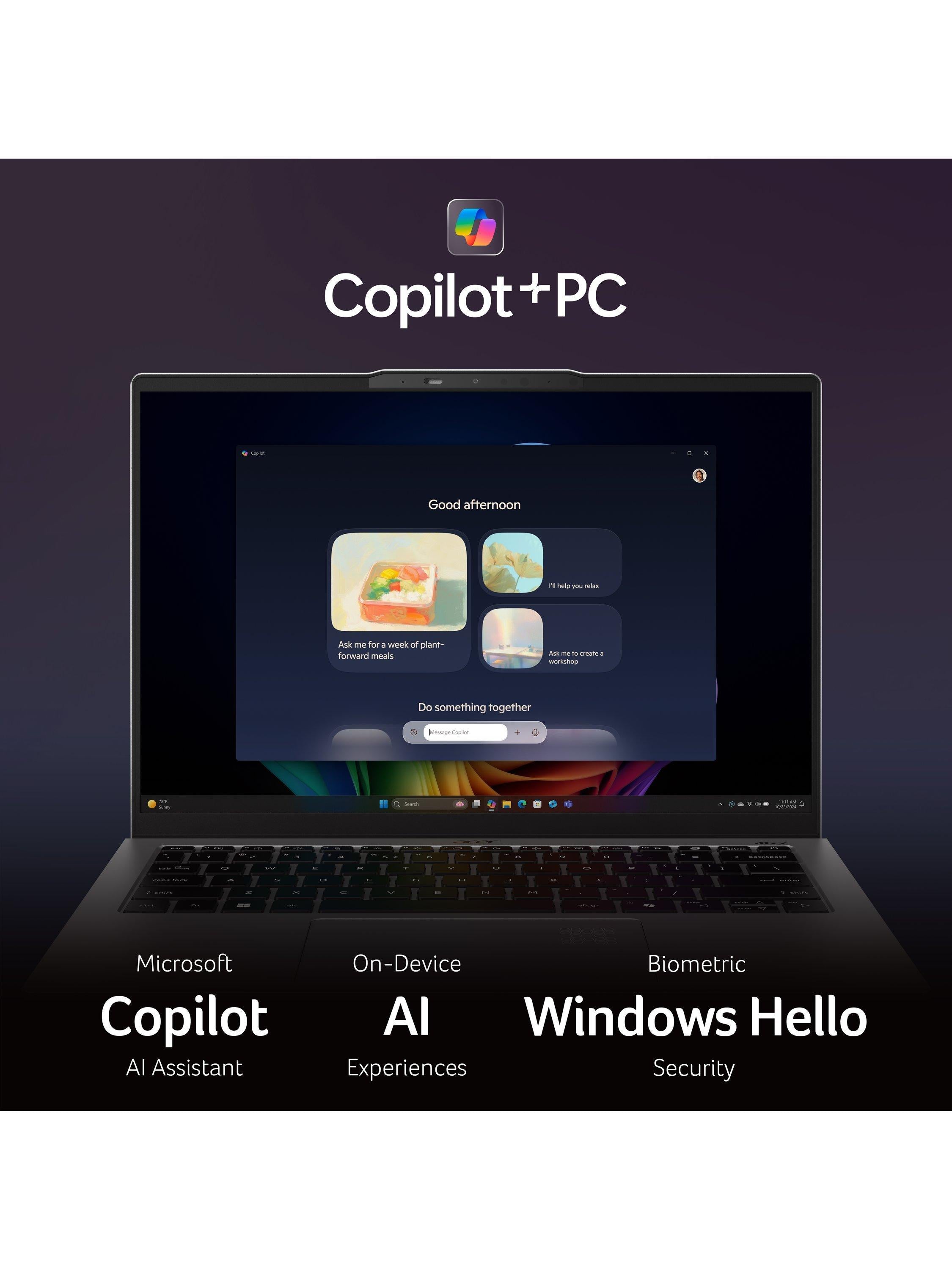 Swift Go 14 AI Copilot+ Laptop, AMD Ryzen AI 7 Processor, 16GB RAM, 1TB SSD, 14” WUXGA OLED, Iron