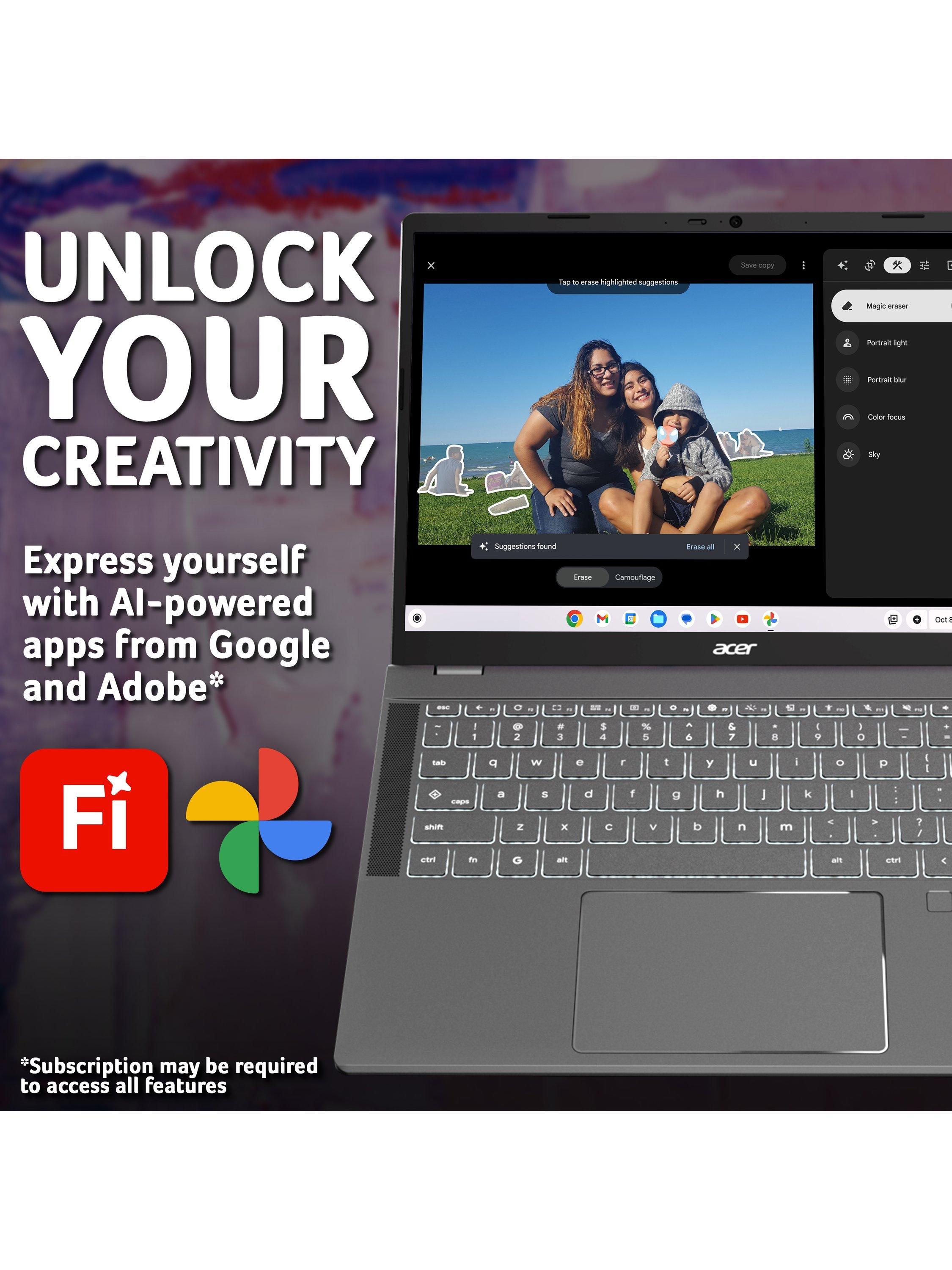 Chromebook Plus 514 Laptop, Intel Core 5 Processor, 8GB RAM, 512GB SSD, 14” WUXGA, Iron