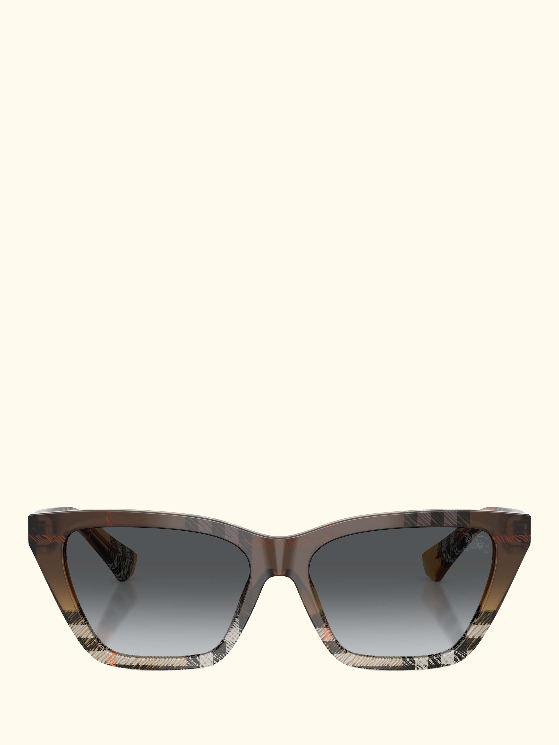 BE4468 Women's Polarised Cat Eye Sunglasses, Check Sand Gradient/Grey Gradient