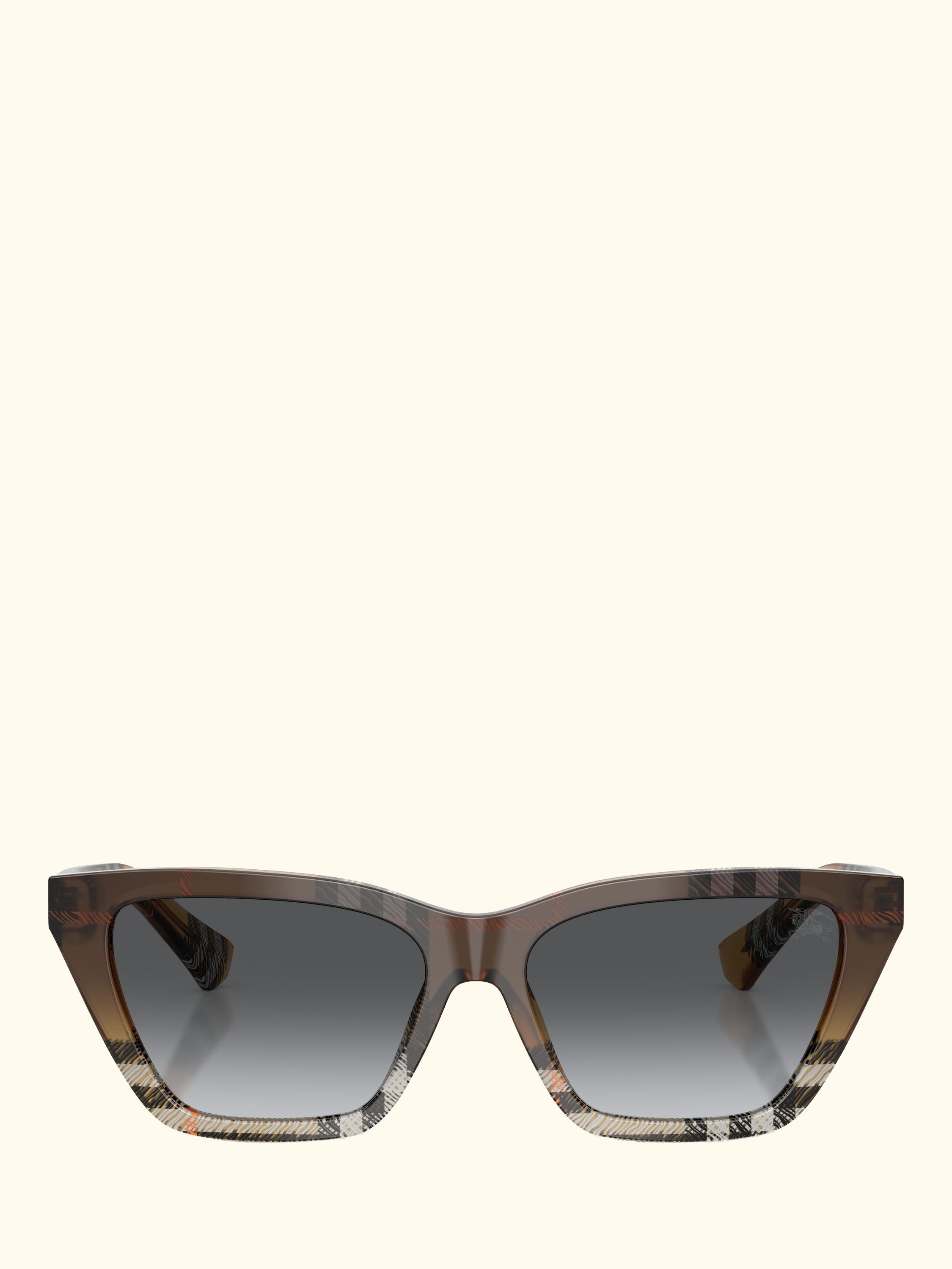 BE4468 Women's Polarised Cat Eye Sunglasses, Check Sand Gradient/Grey Gradient