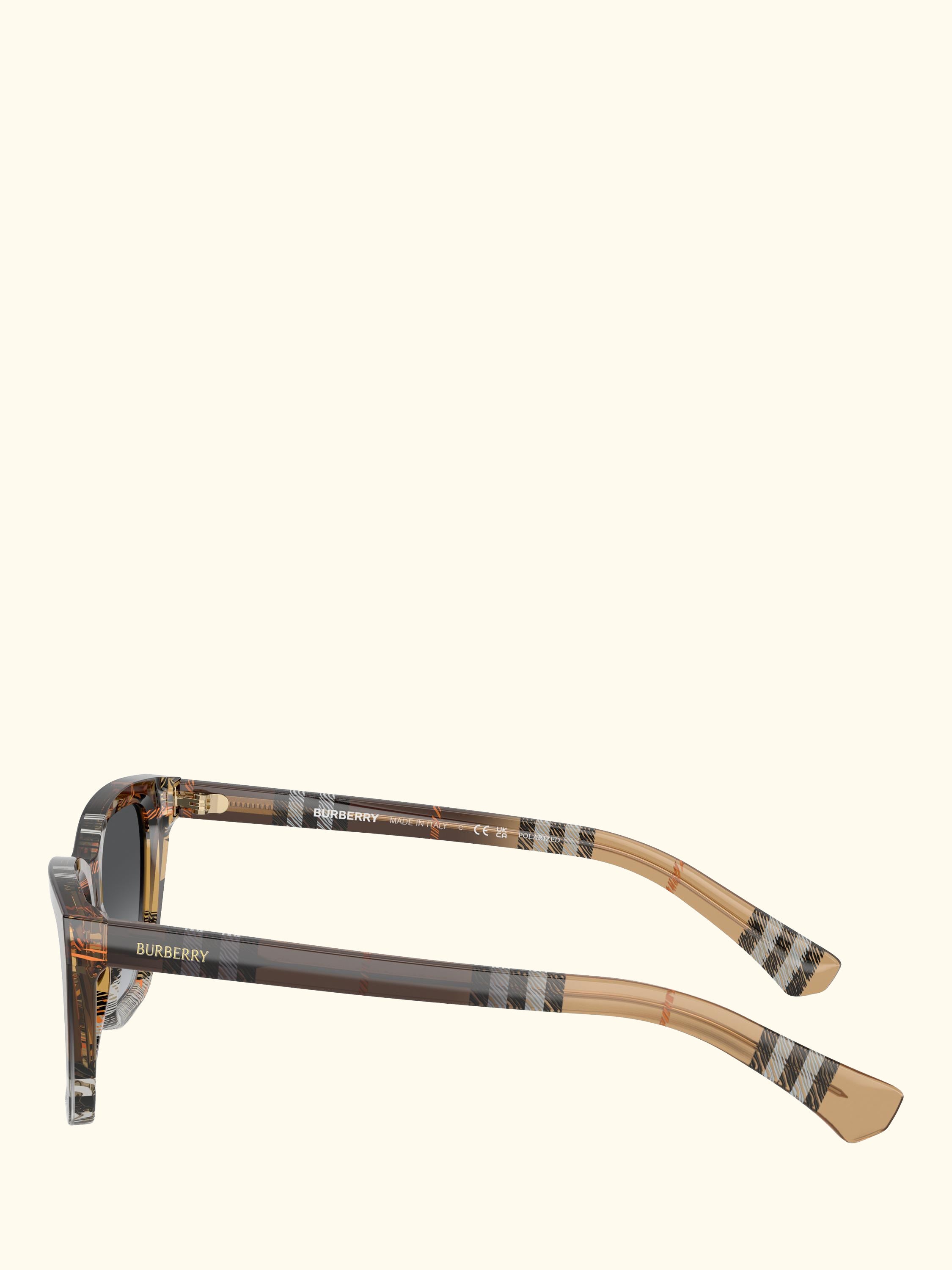 BE4468 Women's Polarised Cat Eye Sunglasses, Check Sand Gradient/Grey Gradient