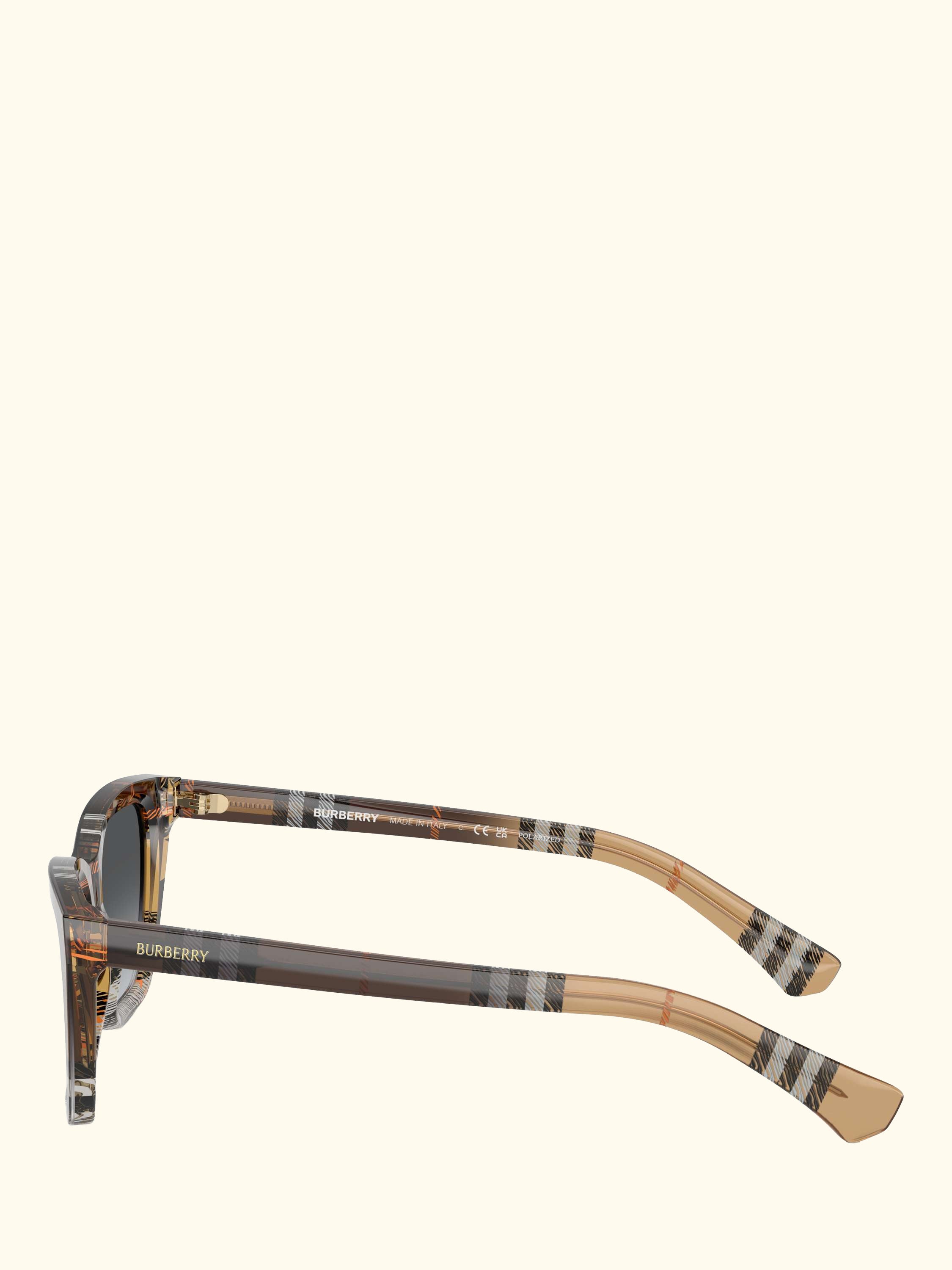 BE4468 Women's Polarised Cat Eye Sunglasses, Check Sand Gradient/Grey Gradient