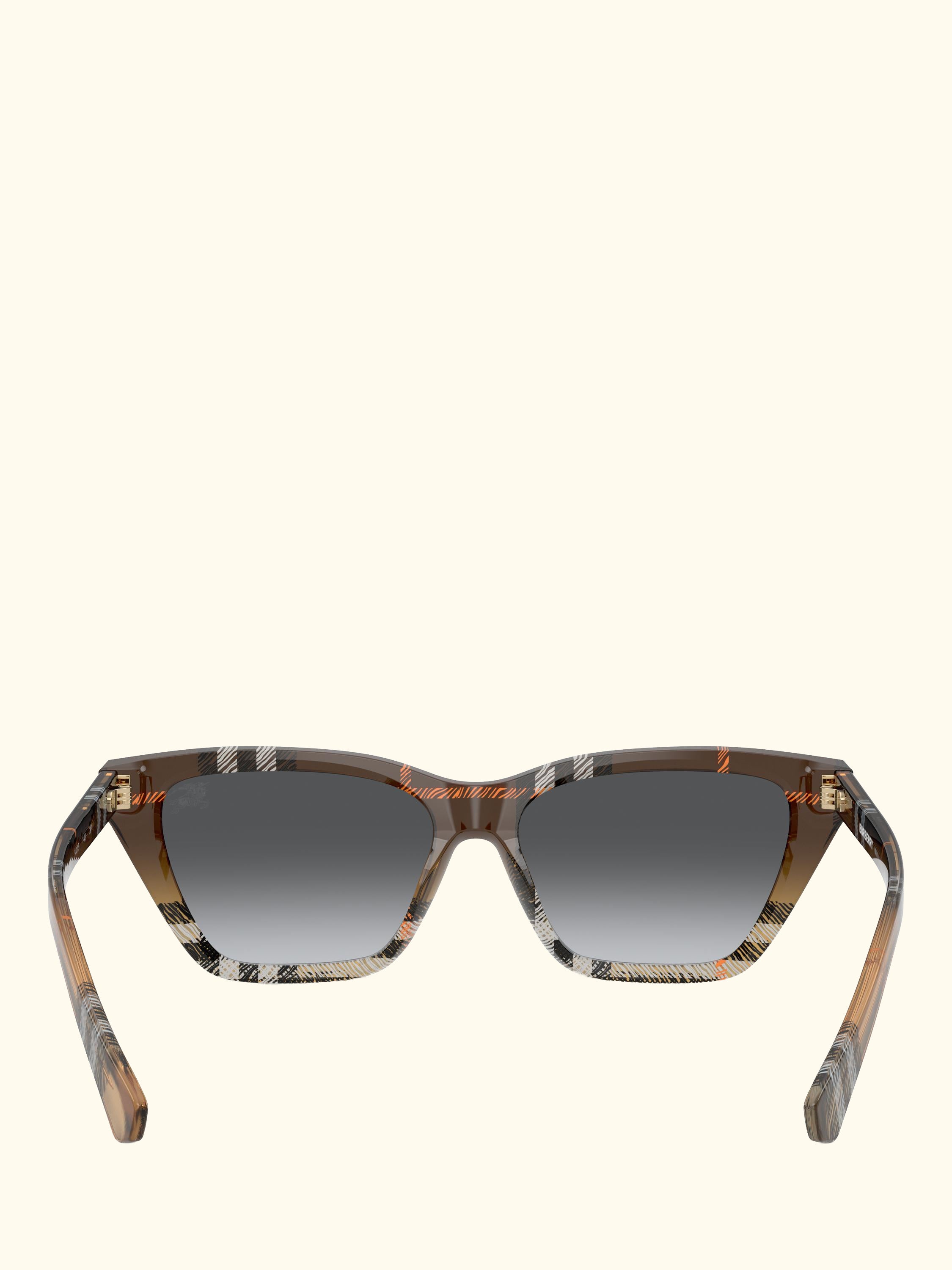BE4468 Women's Polarised Cat Eye Sunglasses, Check Sand Gradient/Grey Gradient