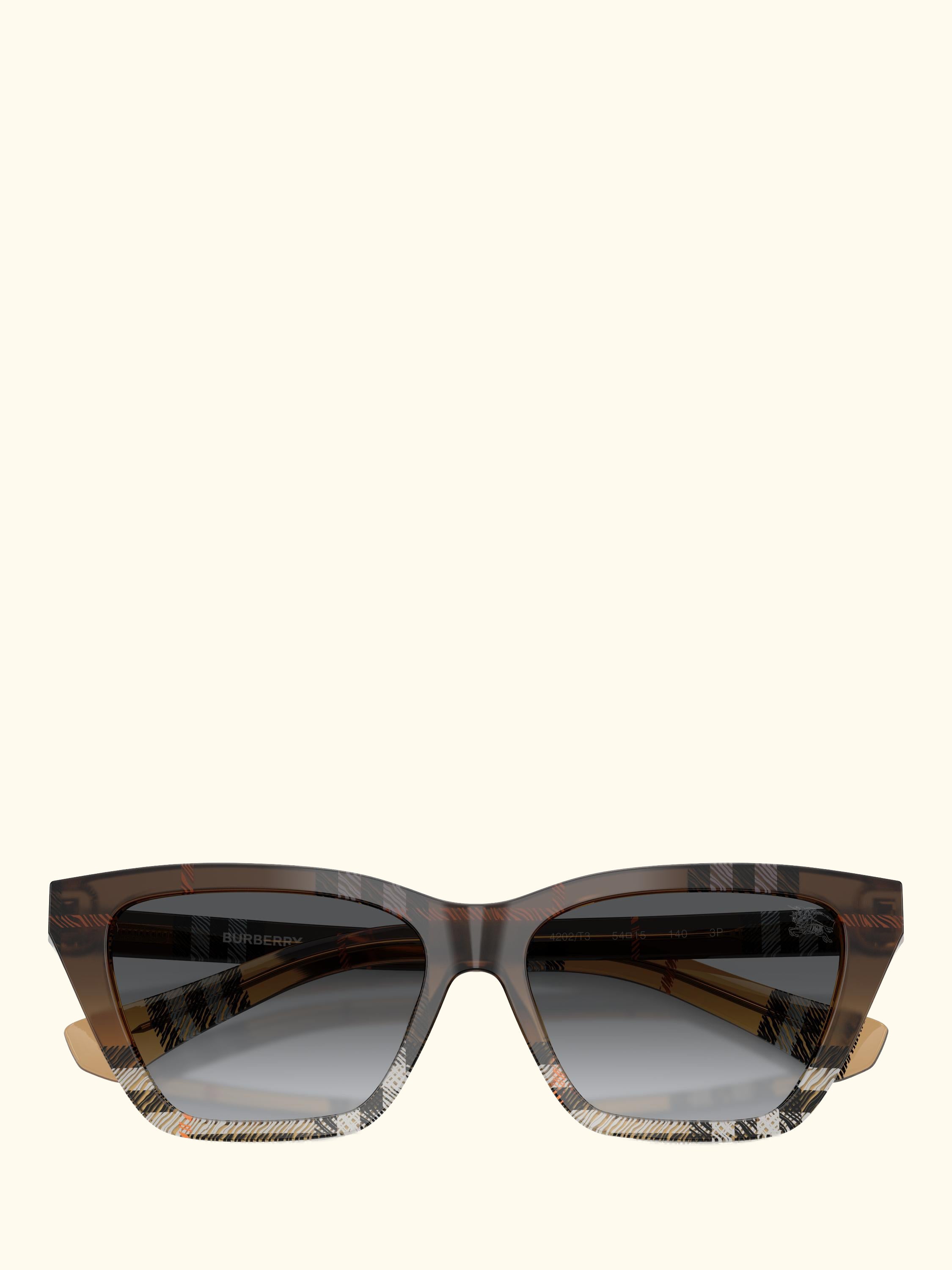 BE4468 Women's Polarised Cat Eye Sunglasses, Check Sand Gradient/Grey Gradient