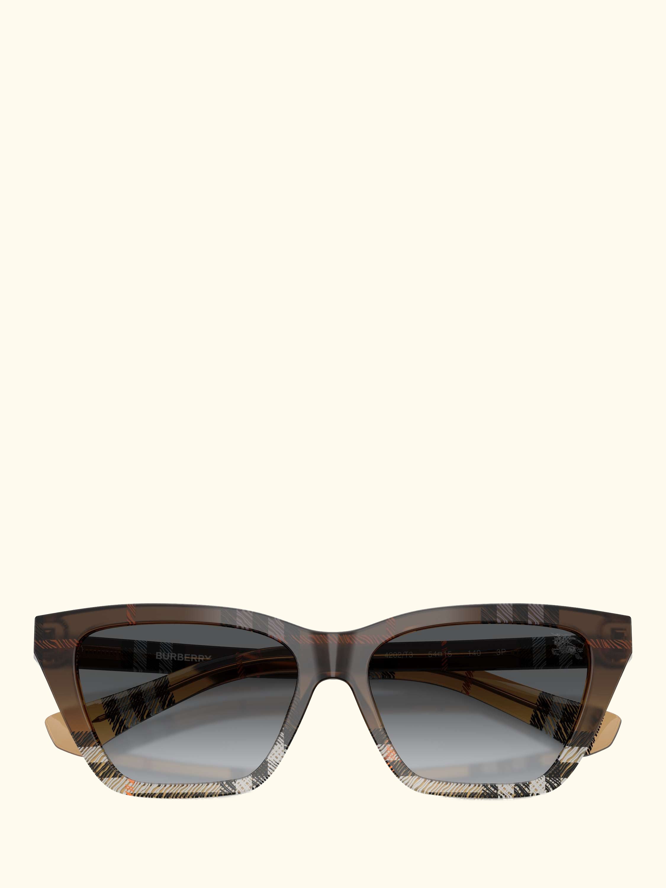 BE4468 Women's Polarised Cat Eye Sunglasses, Check Sand Gradient/Grey Gradient