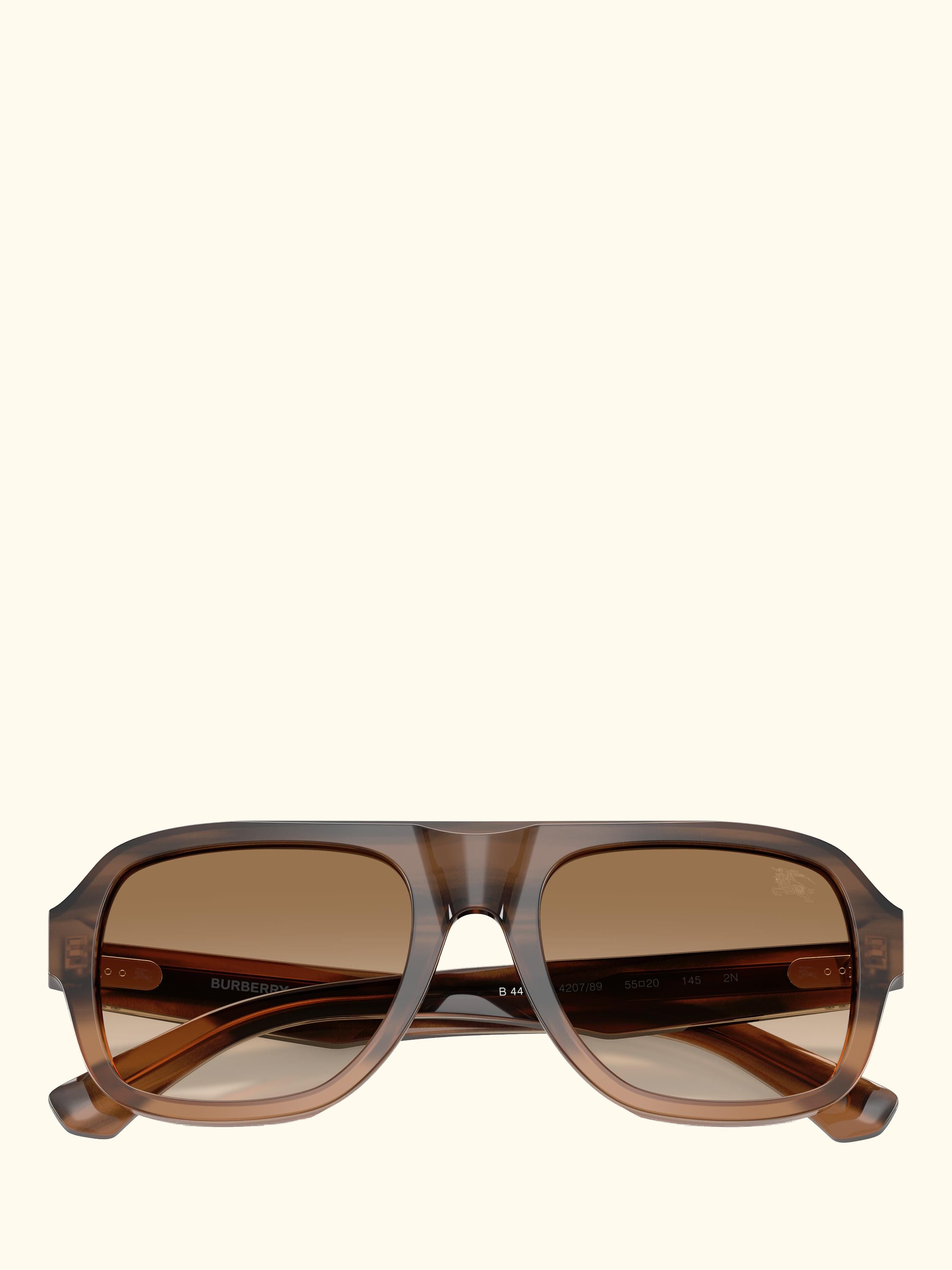 BE4478 Men's Aviator Sunglasses, Striped Beige Gradient/Brown Gradient