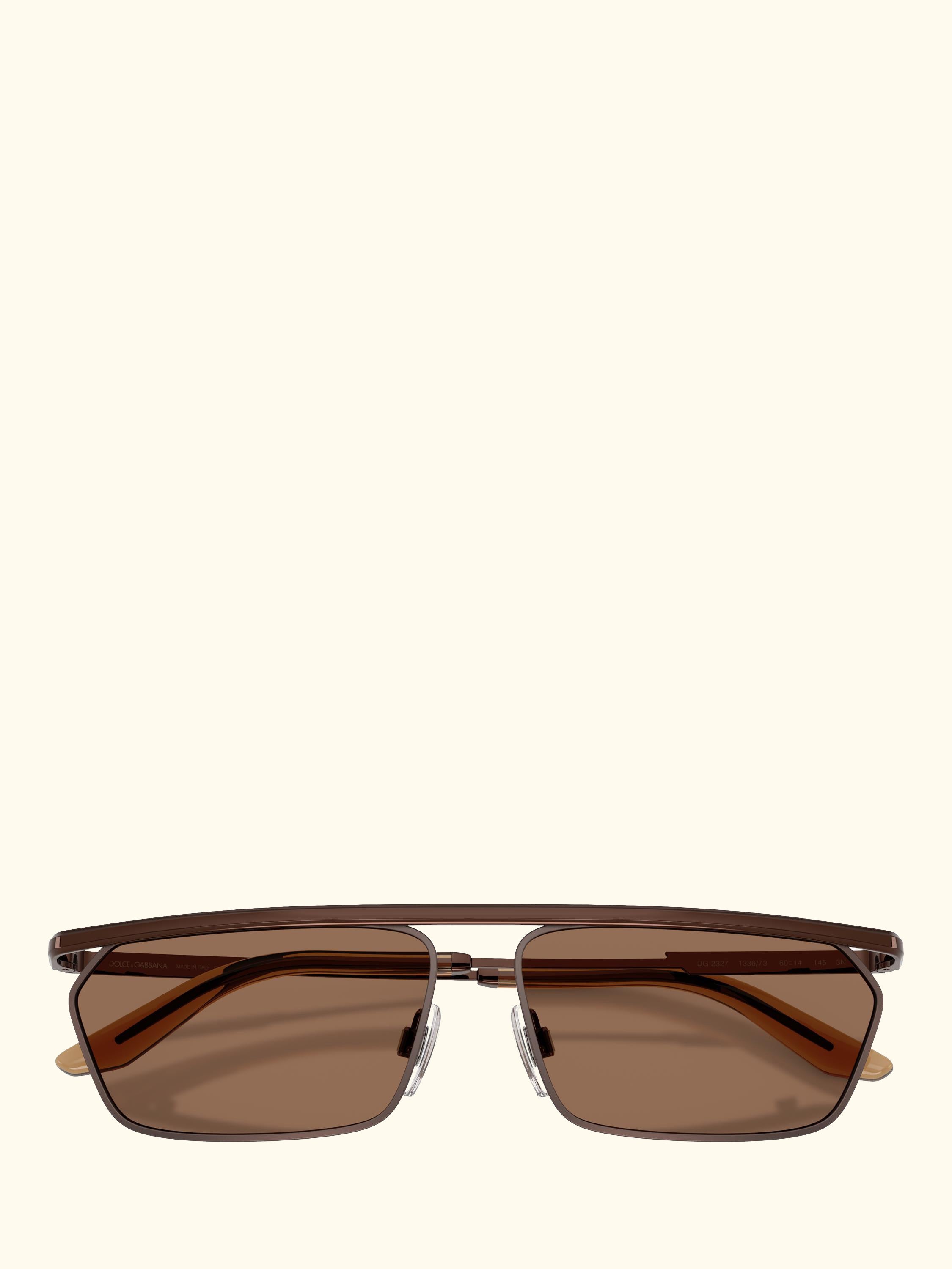 DG2327 Men's Rectangular Sunglasses, Matte Brown/Brown