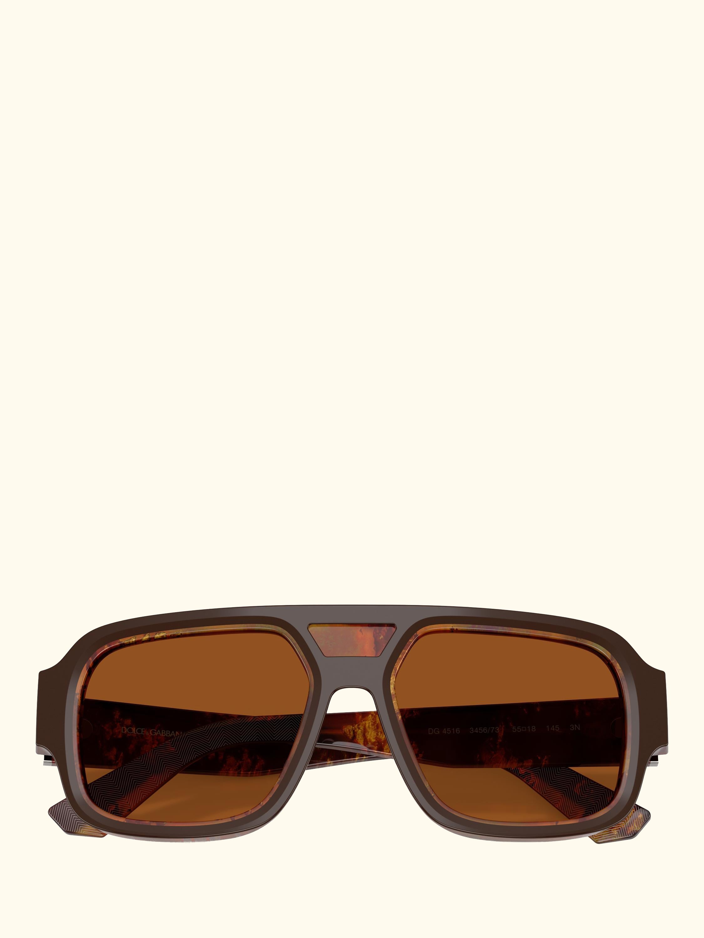 DG4516 Men's Square Sunglasses, Dark Brown/Brown