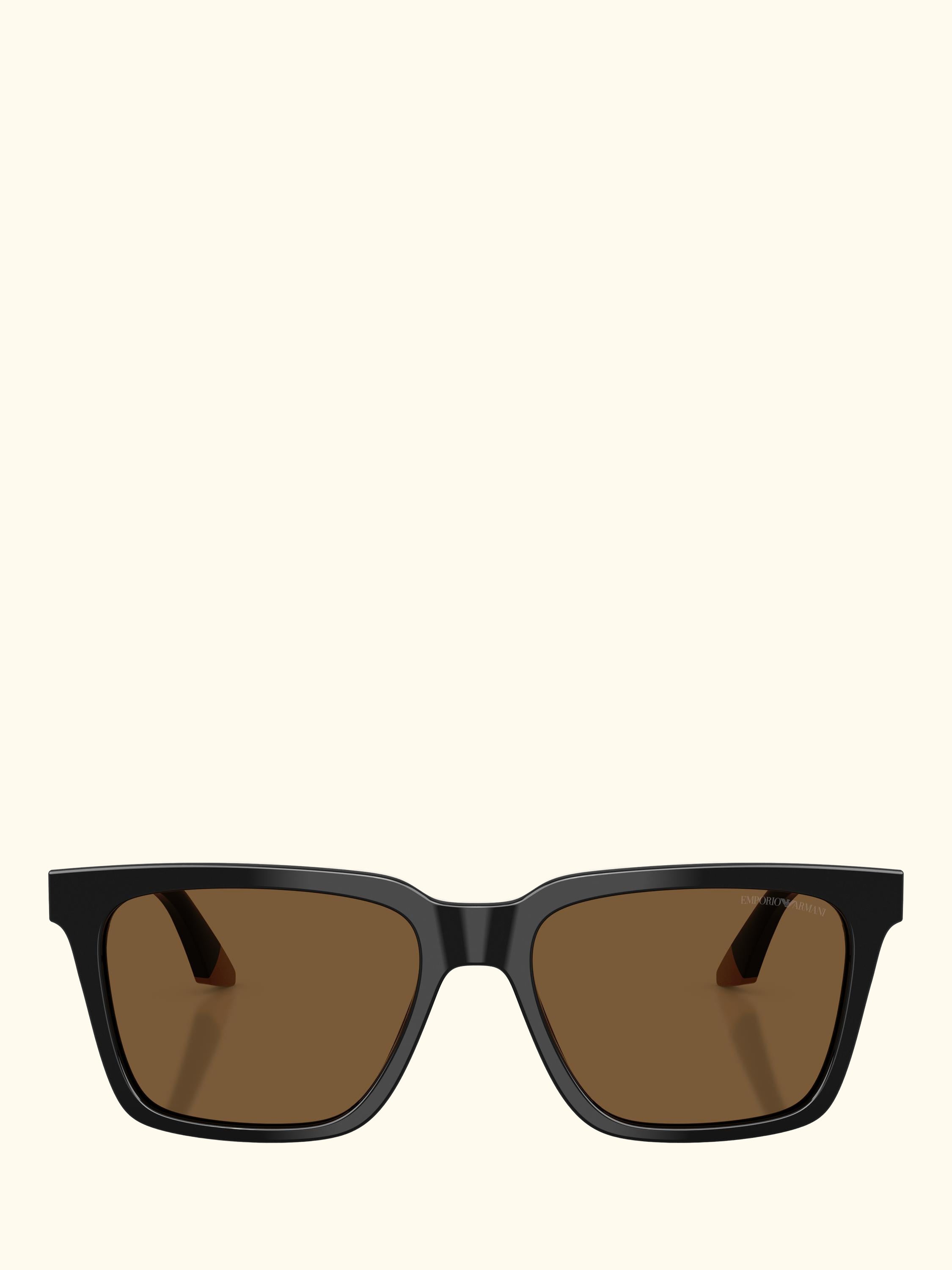 EA4260 Men's Square Sunglasses, Shiny Black/Brown