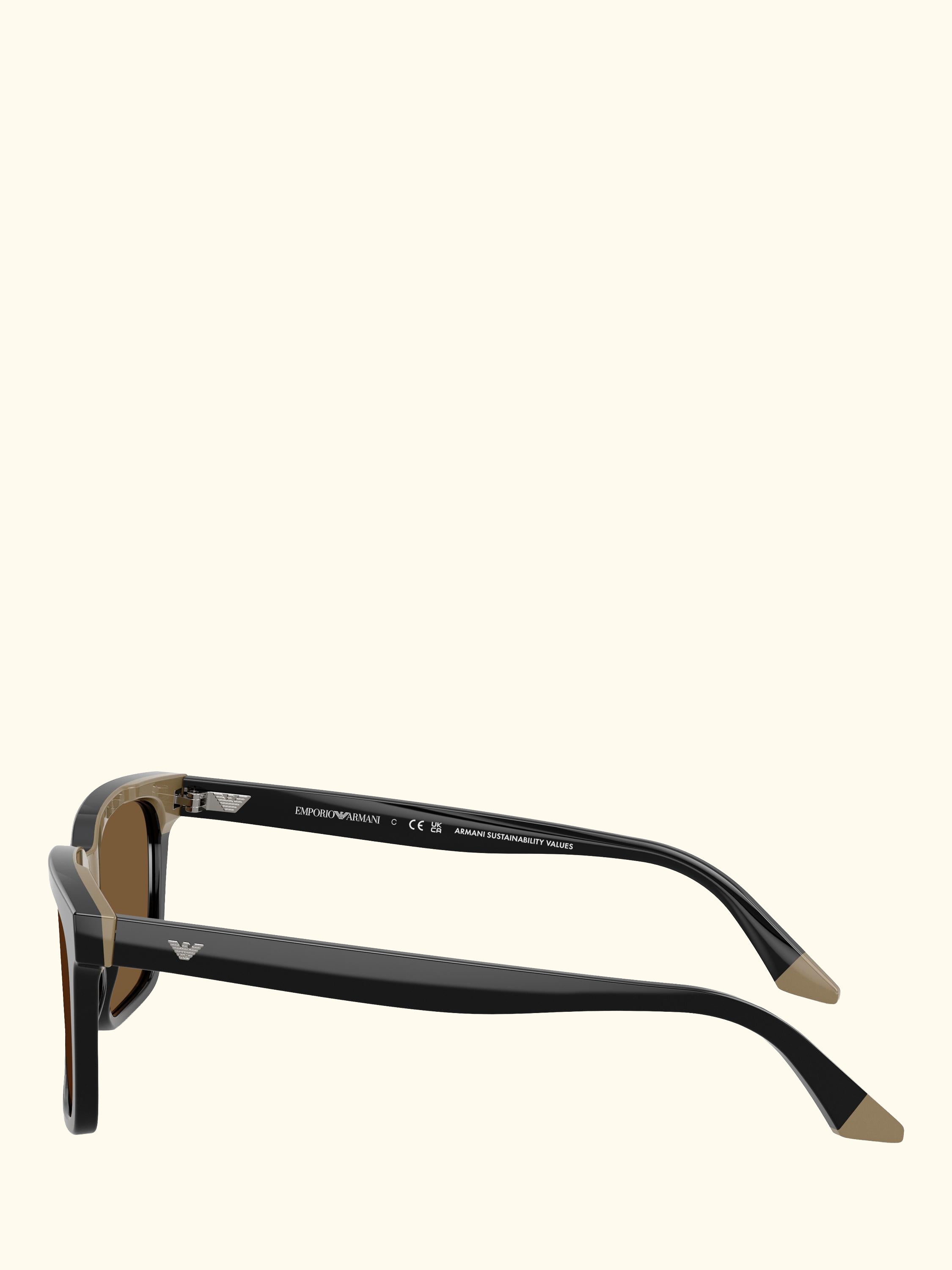 EA4260 Men's Square Sunglasses, Shiny Black/Brown