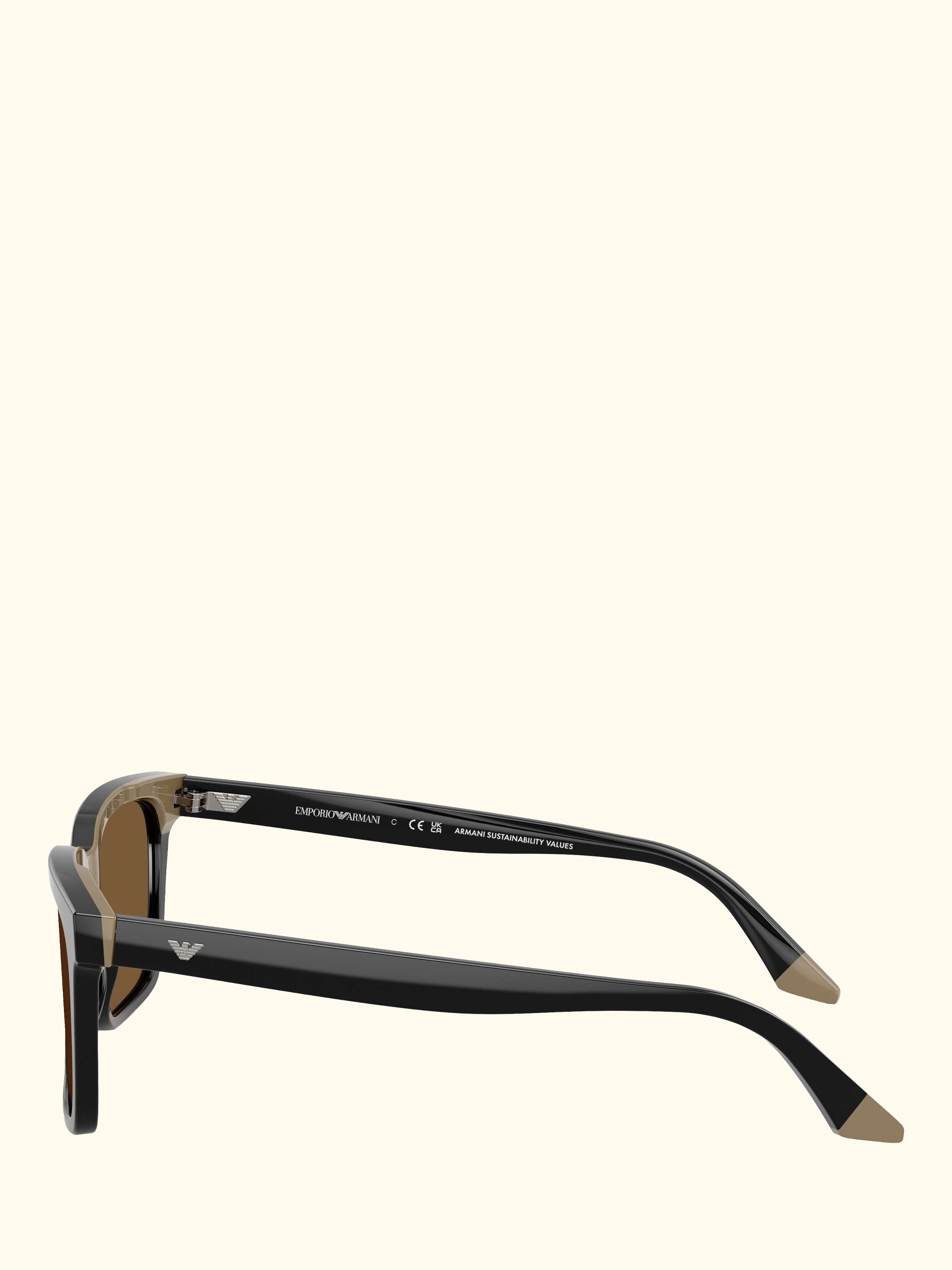 EA4260 Men's Square Sunglasses, Shiny Black/Brown