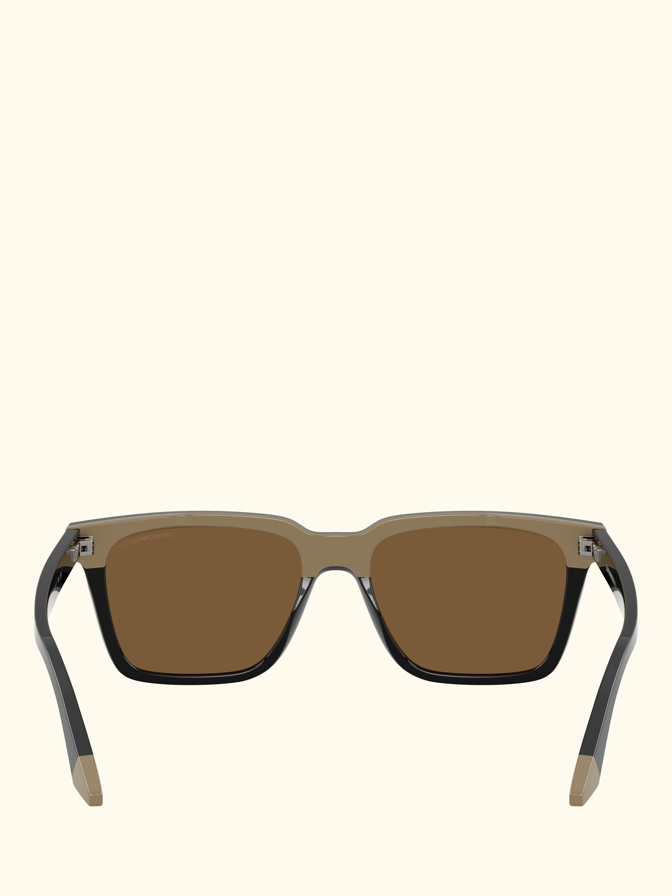 EA4260 Men's Square Sunglasses, Shiny Black/Brown