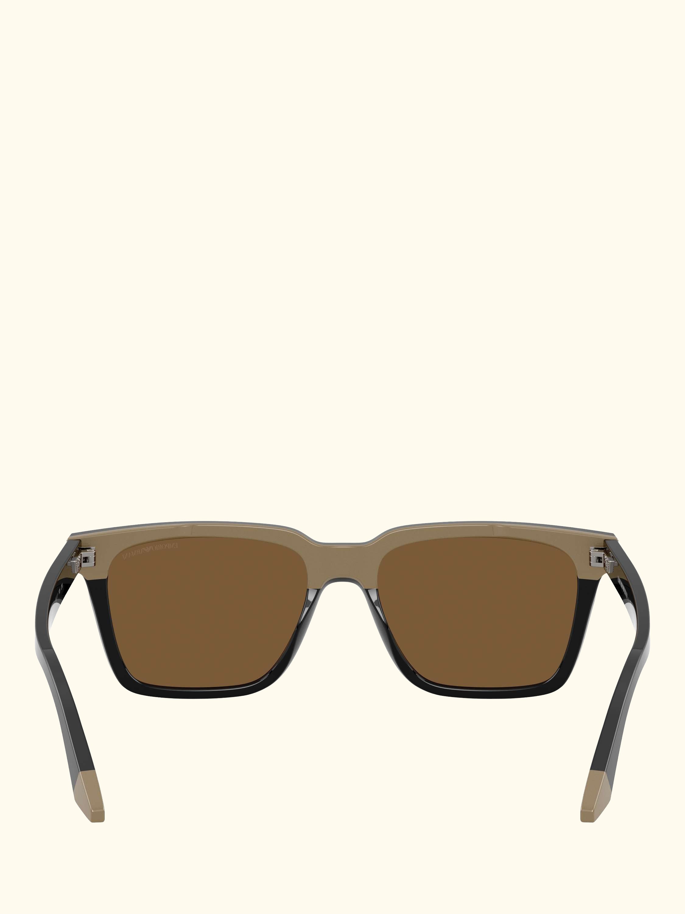 EA4260 Men's Square Sunglasses, Shiny Black/Brown