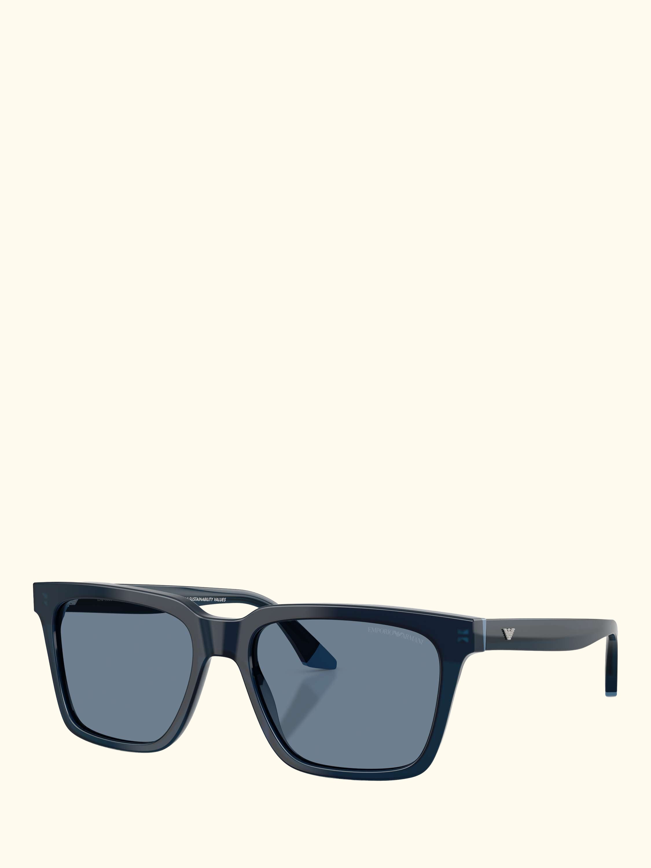 EA4260 Men's Polarised Square Sunglasses, Shiny Opal Blue/Light Blue