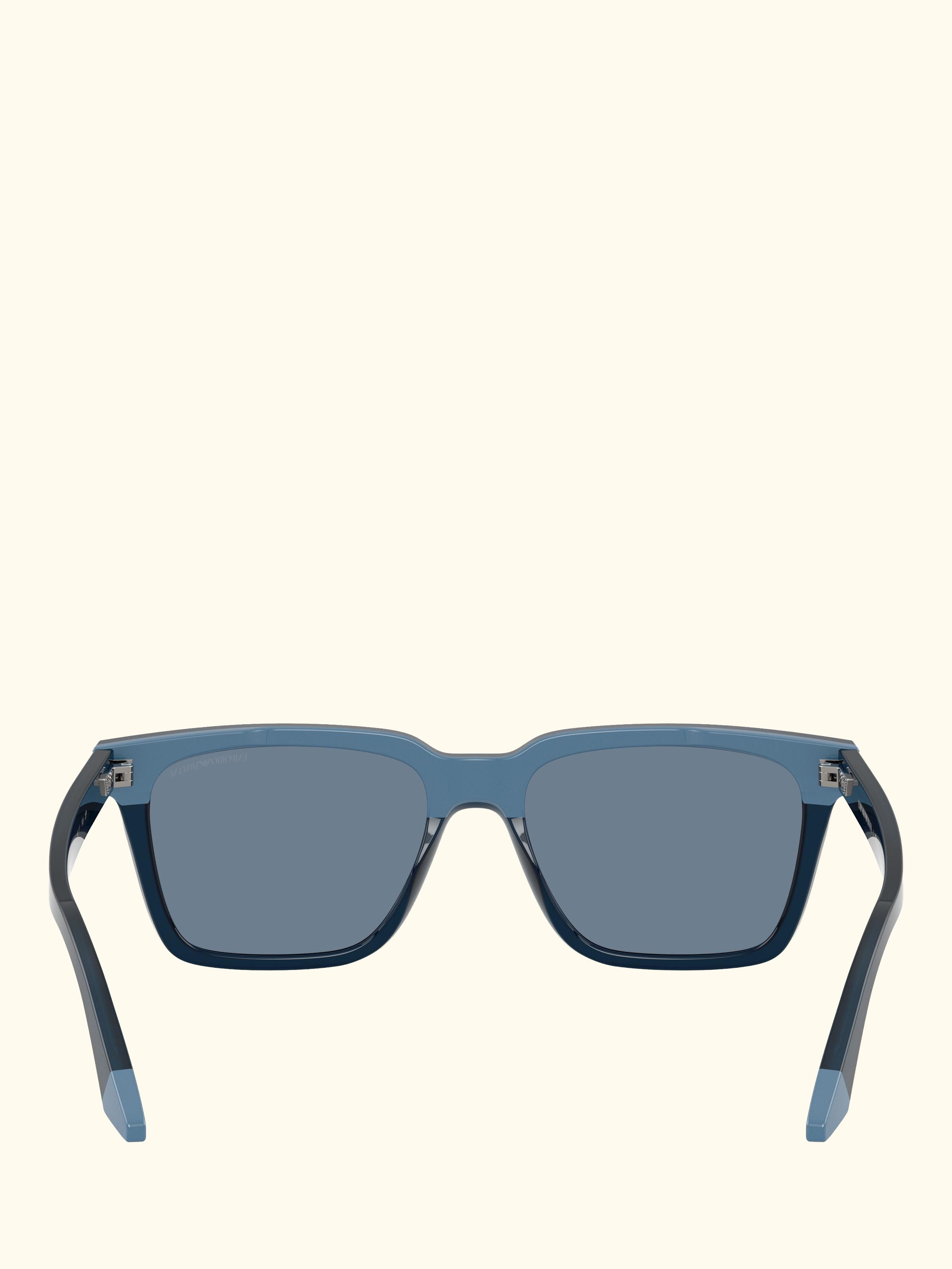 EA4260 Men's Polarised Square Sunglasses, Shiny Opal Blue/Light Blue