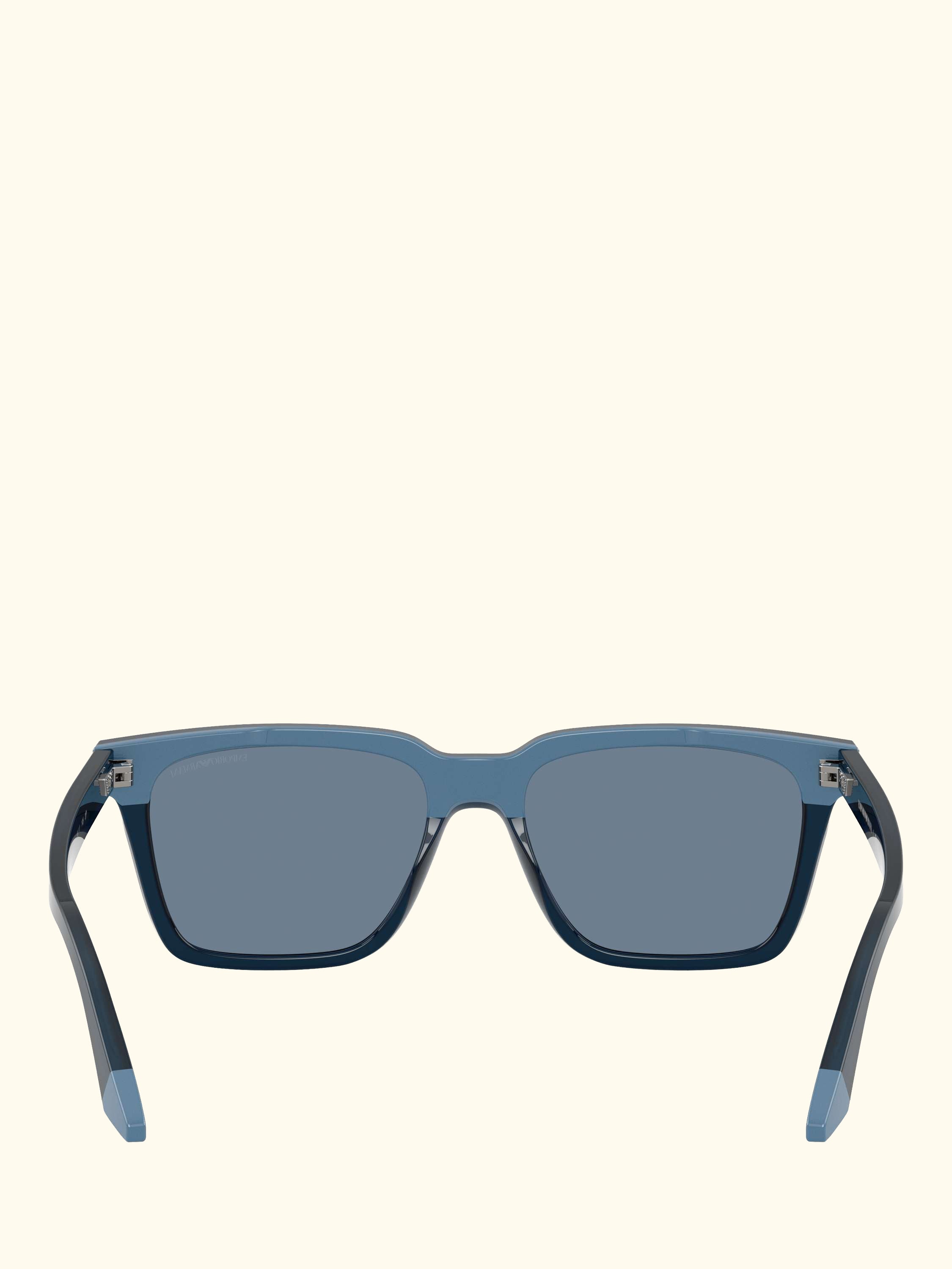 EA4260 Men's Polarised Square Sunglasses, Shiny Opal Blue/Light Blue