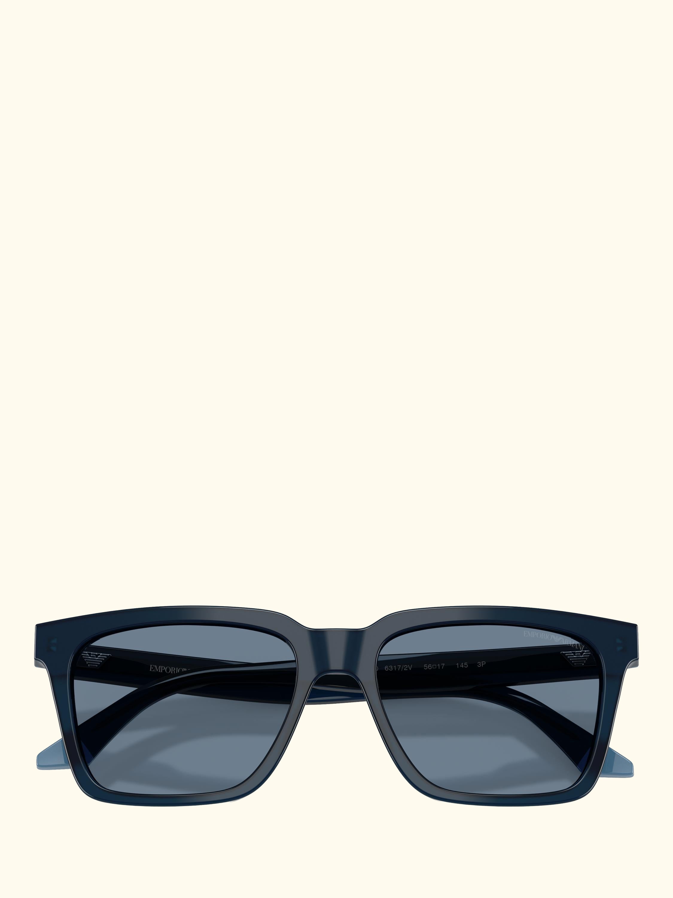 EA4260 Men's Polarised Square Sunglasses, Shiny Opal Blue/Light Blue