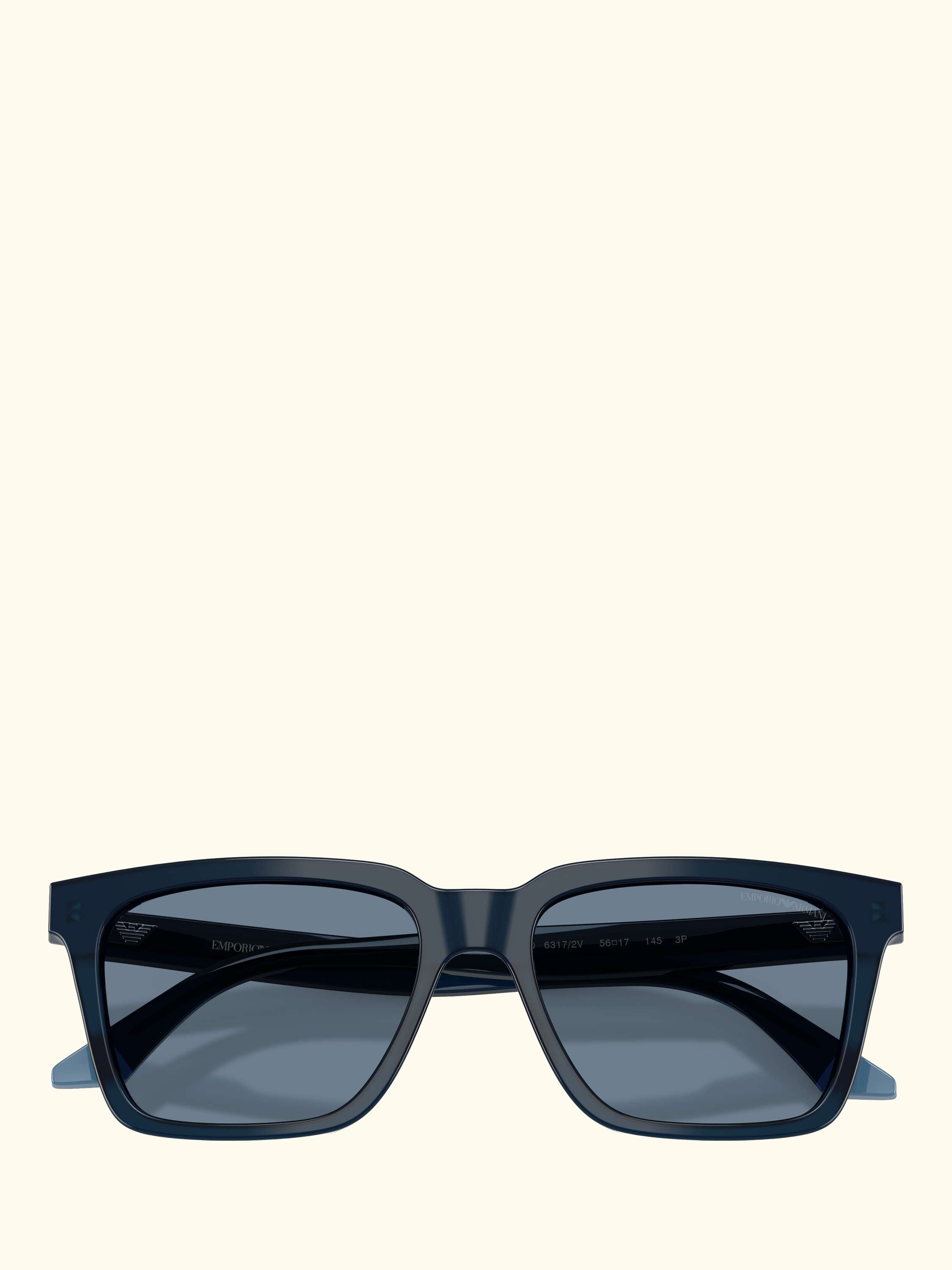 EA4260 Men's Polarised Square Sunglasses, Shiny Opal Blue/Light Blue
