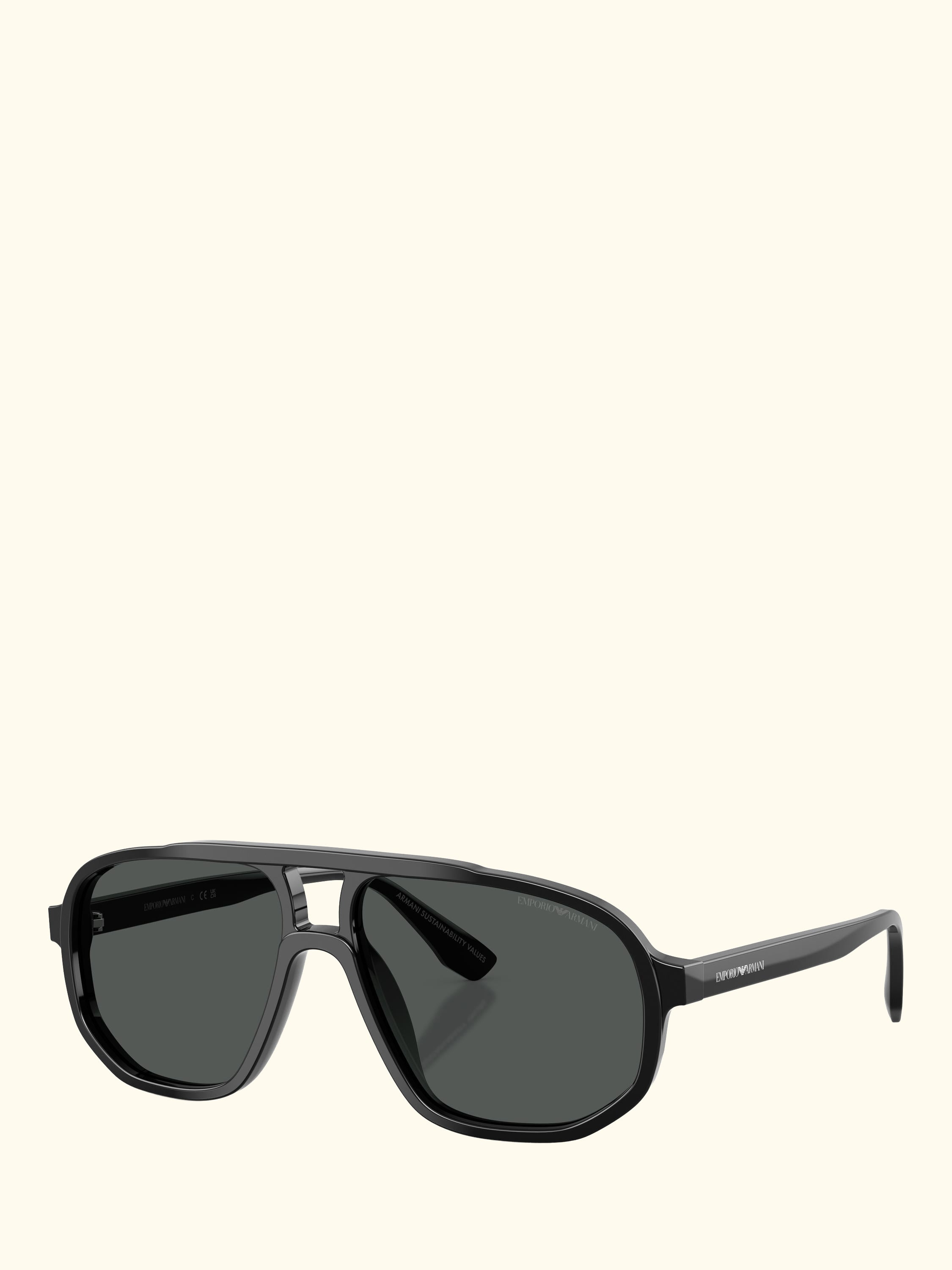 EA4263 Men's Aviator Sunglasses, Shiny Black/Grey