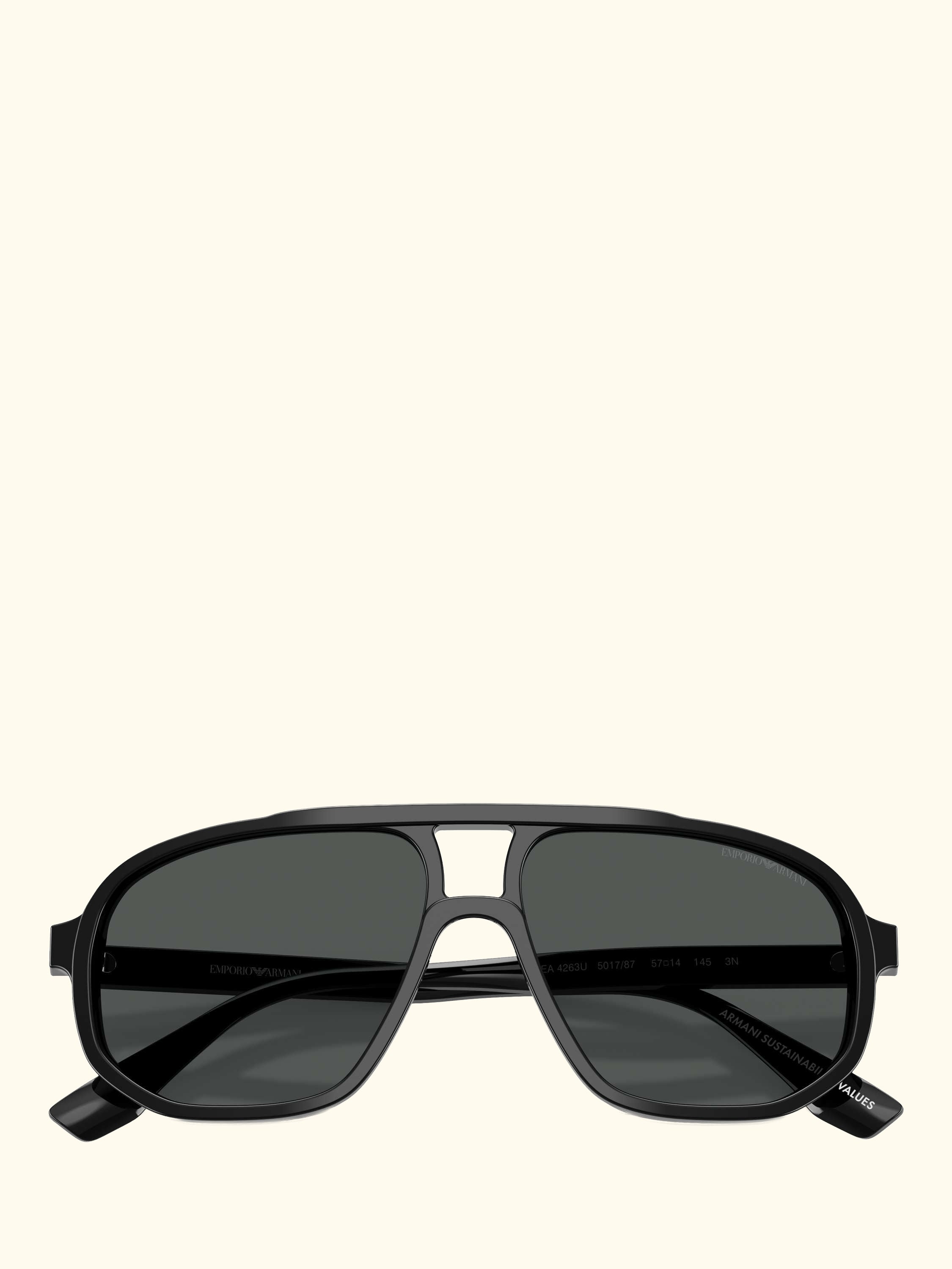 EA4263 Men's Aviator Sunglasses, Shiny Black/Grey
