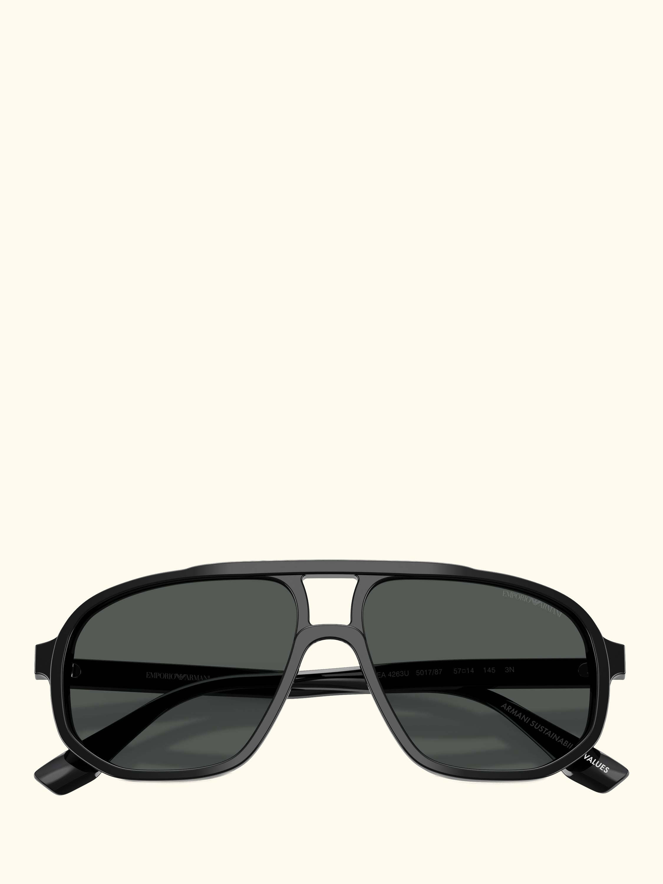 EA4263 Men's Aviator Sunglasses, Shiny Black/Grey