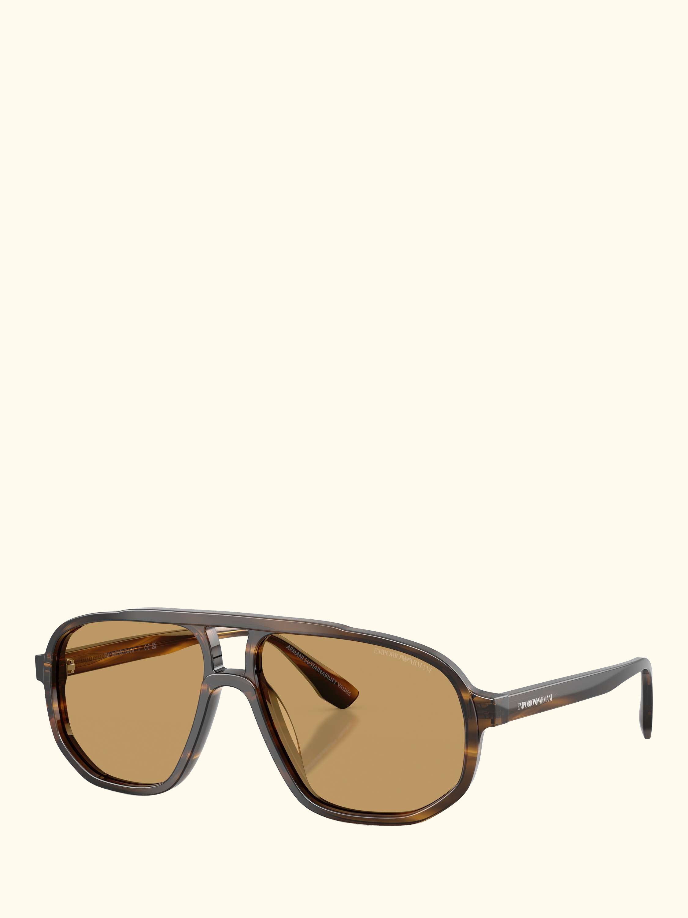EA4263 Men's Aviator Sunglasses, Striped Dark Green/Brown