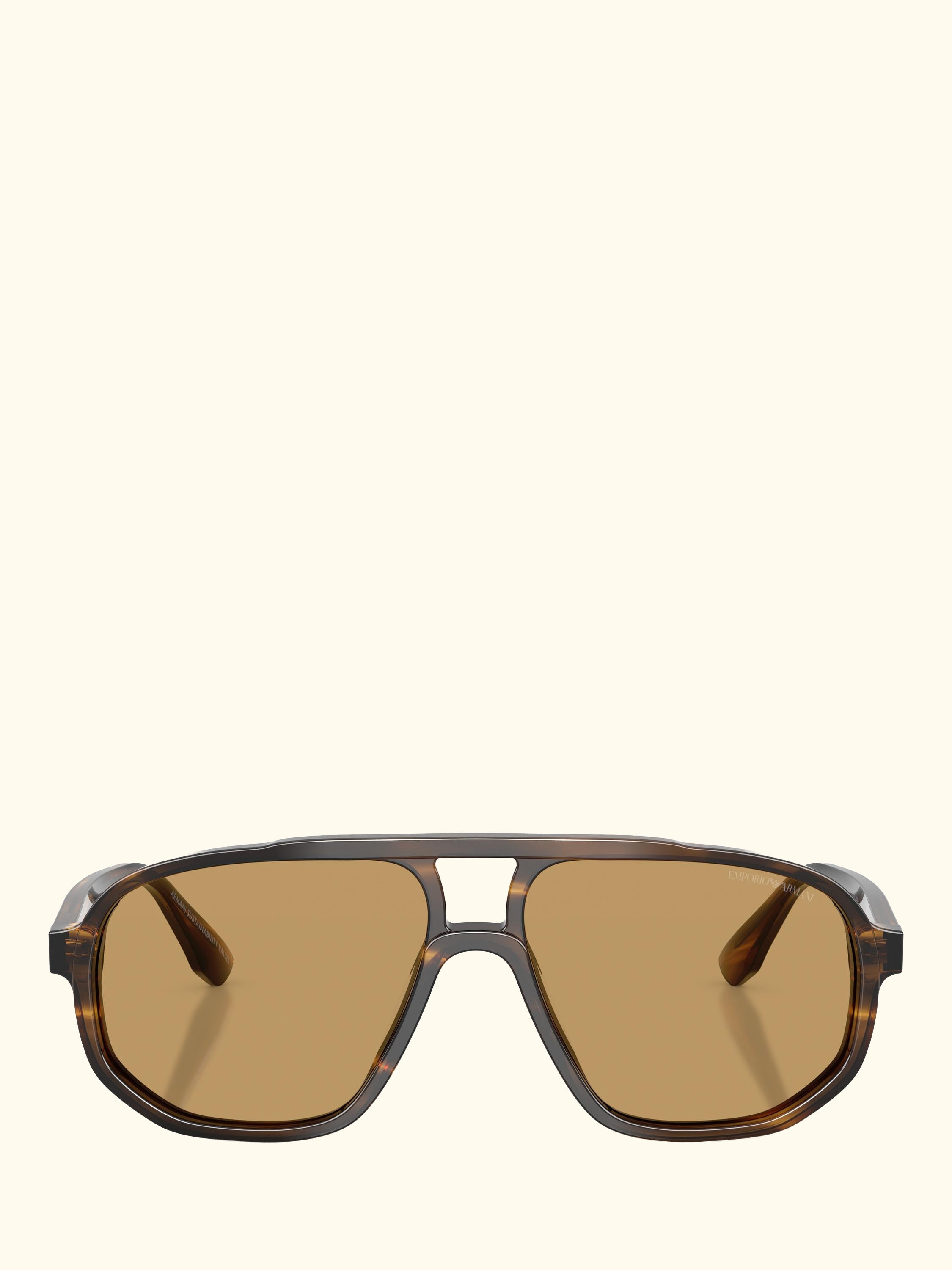 EA4263 Men's Aviator Sunglasses, Striped Dark Green/Brown