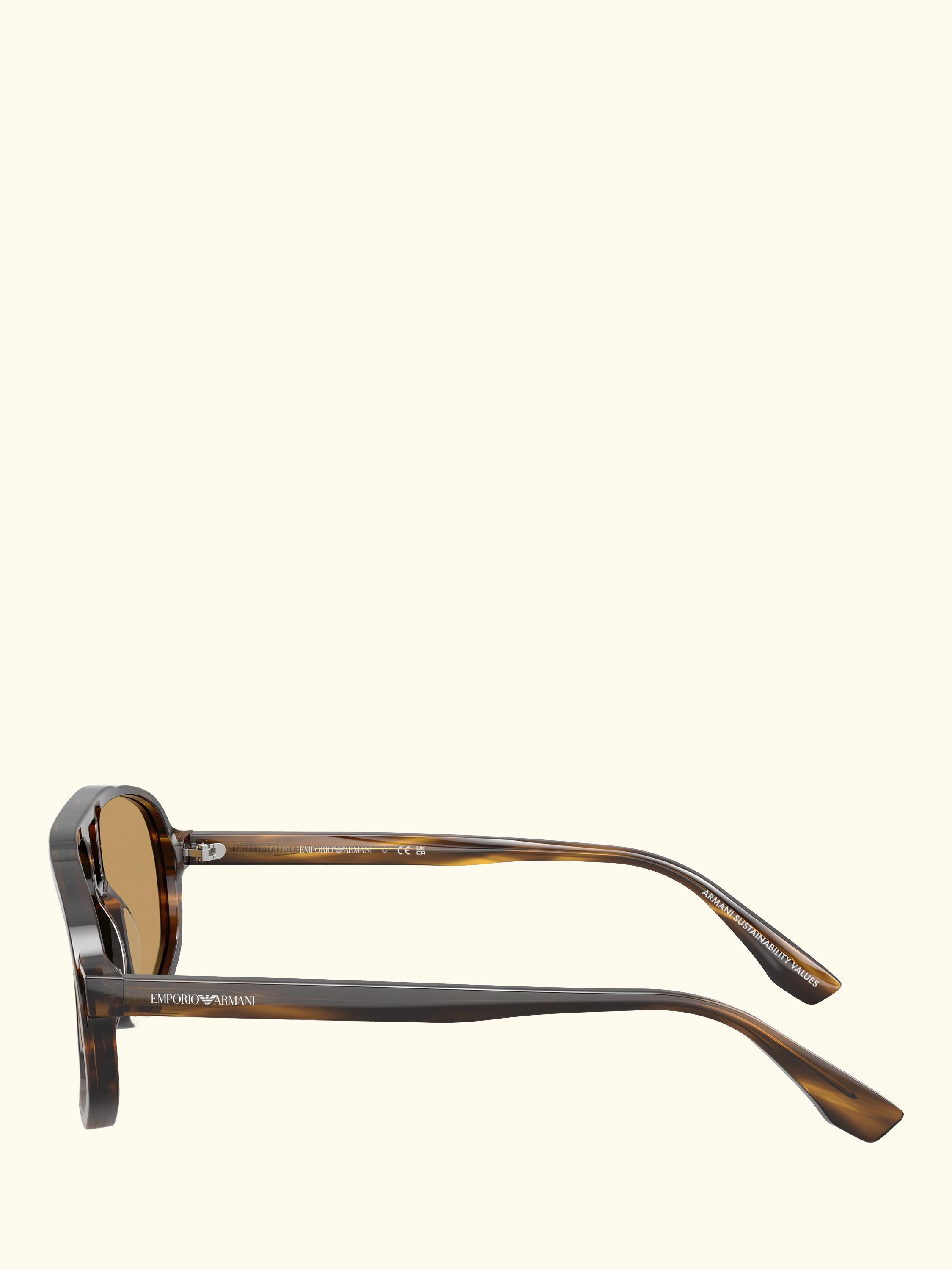 EA4263 Men's Aviator Sunglasses, Striped Dark Green/Brown
