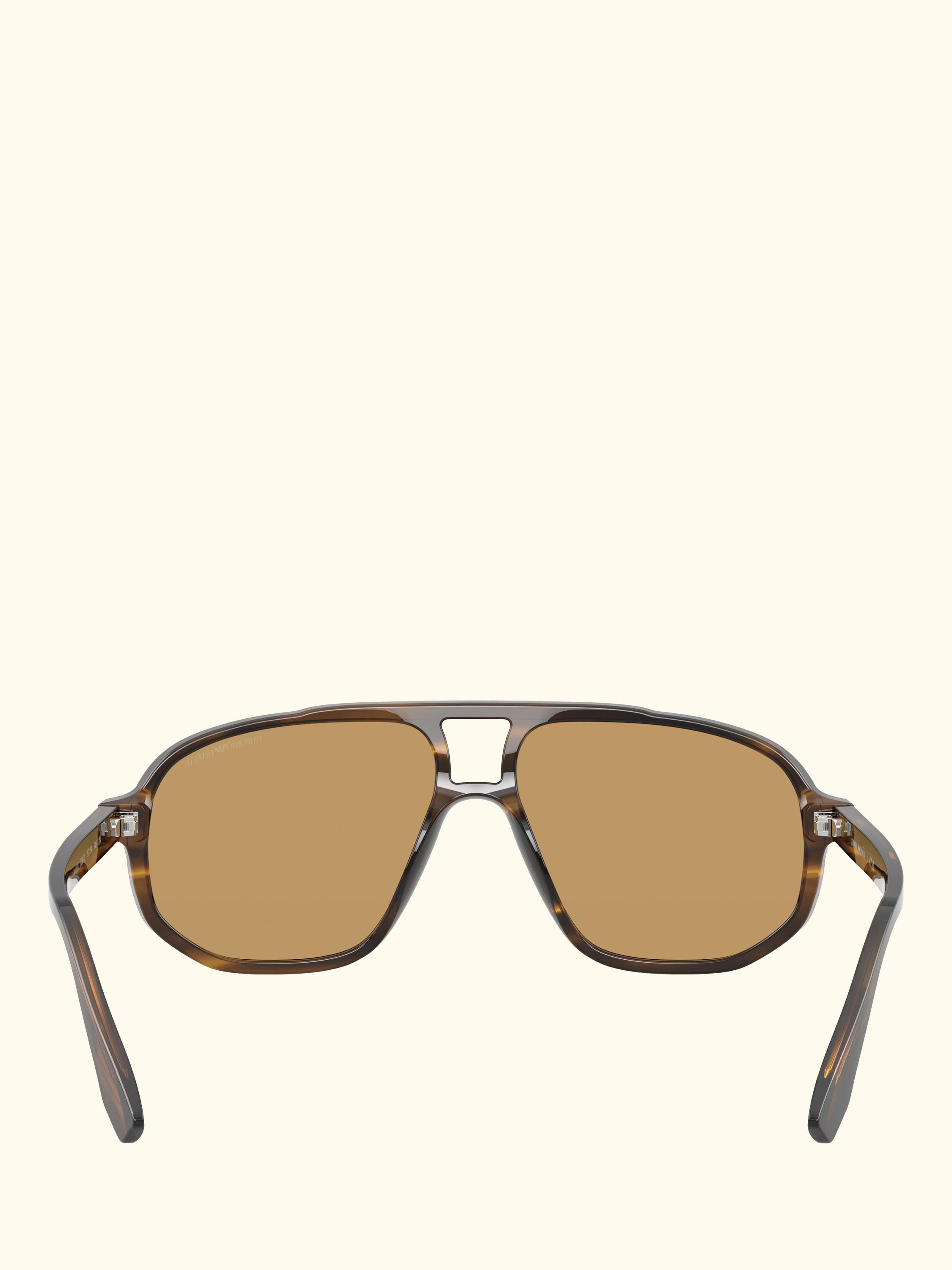 EA4263 Men's Aviator Sunglasses, Striped Dark Green/Brown
