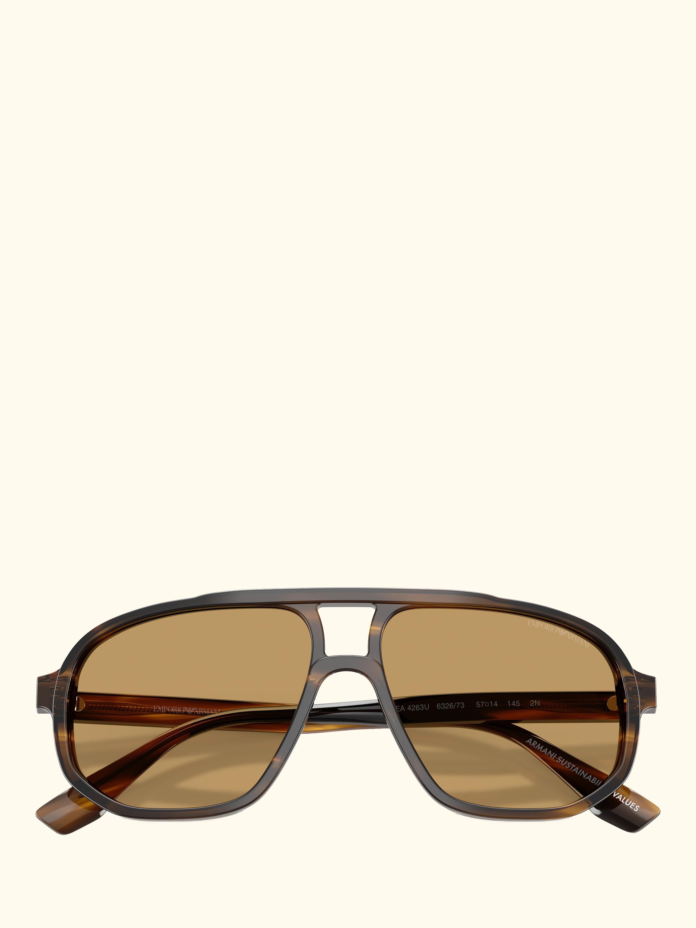 EA4263 Men's Aviator Sunglasses, Striped Dark Green/Brown