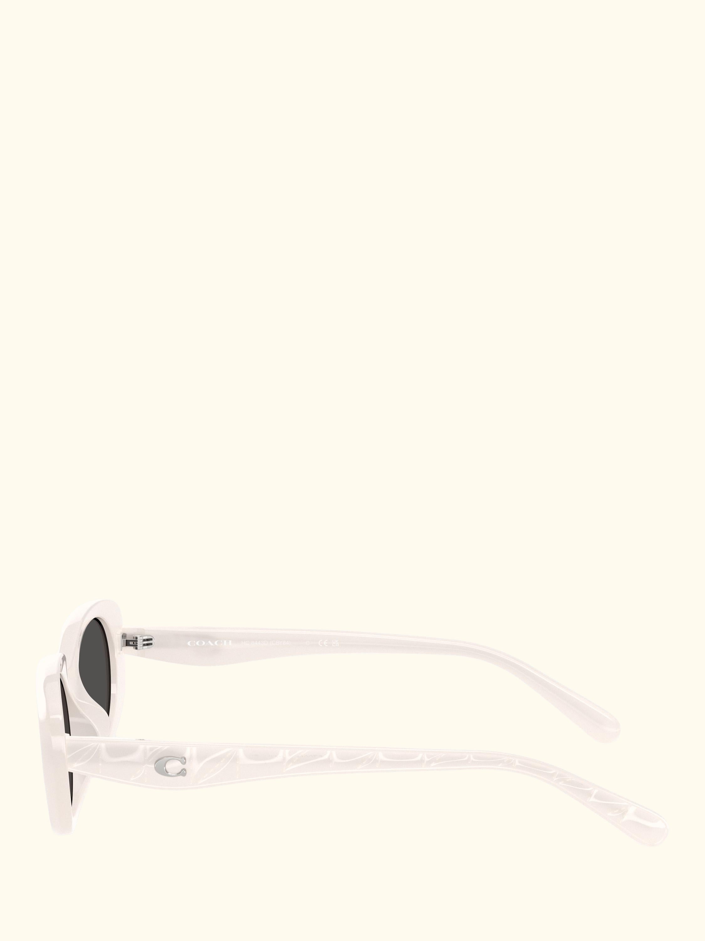 HC8443 Women's Oval Sunglasses, Milky Cloud/Grey