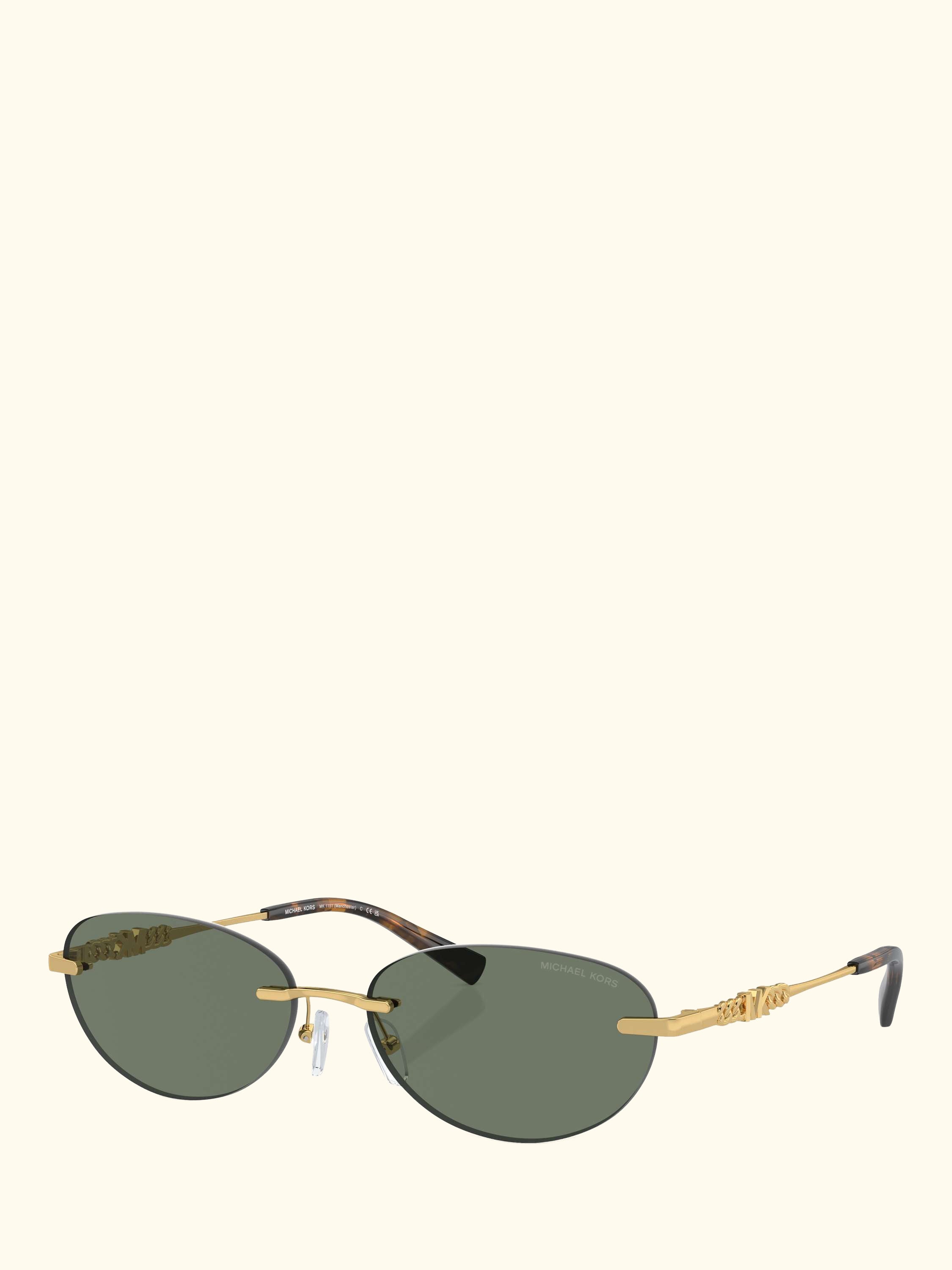 MK1151 Women's Oval Sunglasses, Gold/Green