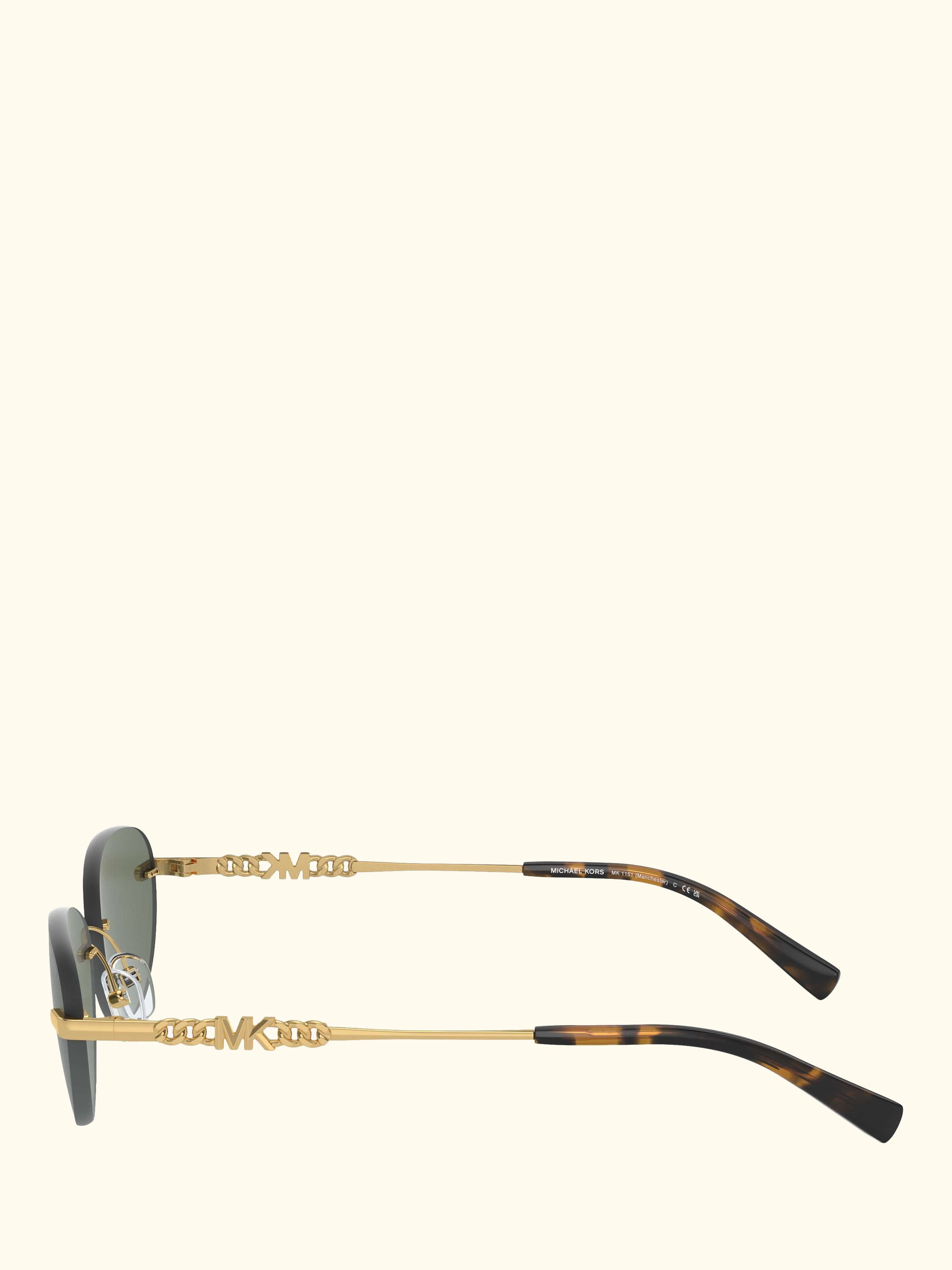 MK1151 Women's Oval Sunglasses, Gold/Green