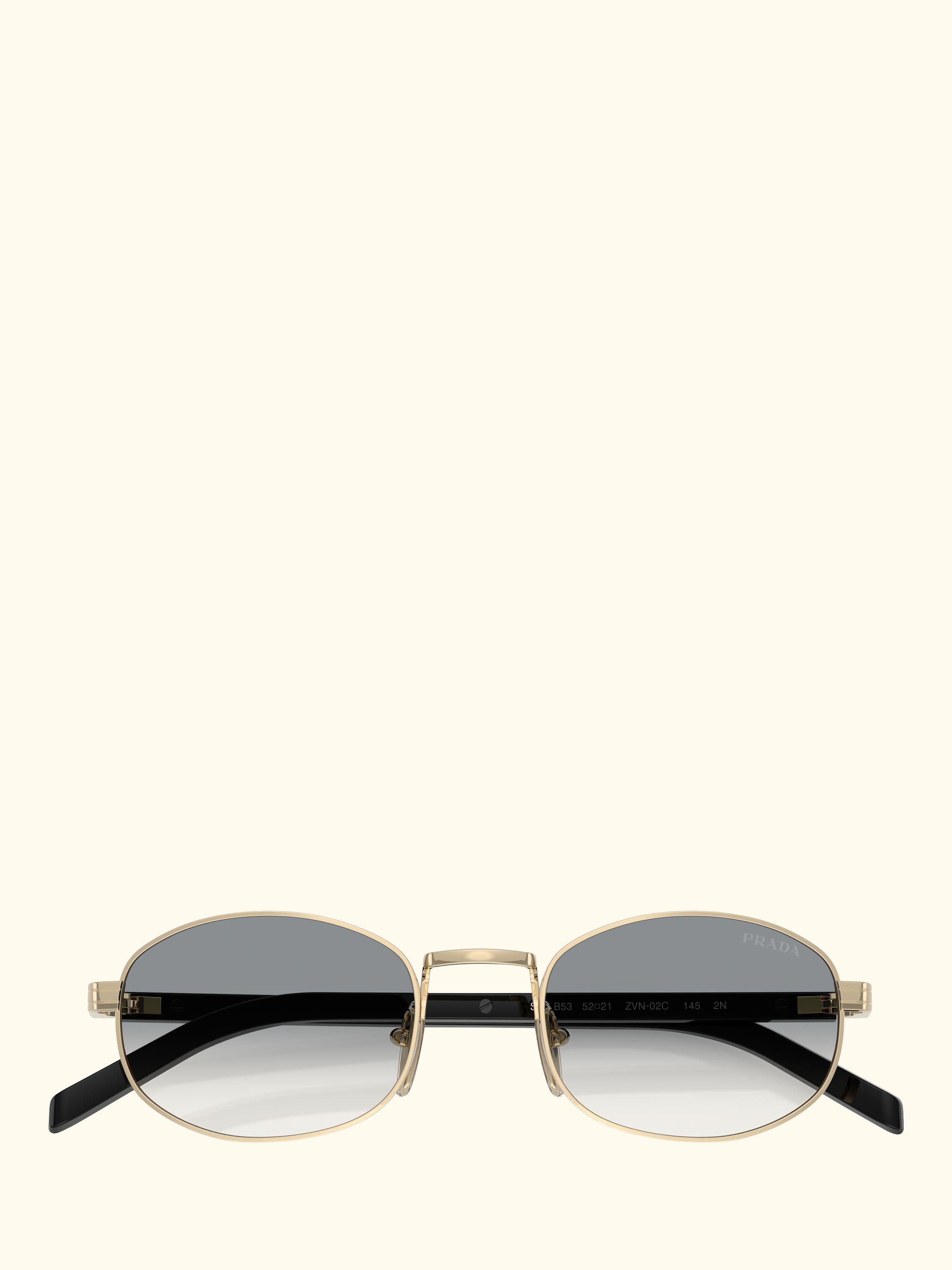 PR B53S Women's Oval Sunglasses, Pale Gold/Grey Gradient