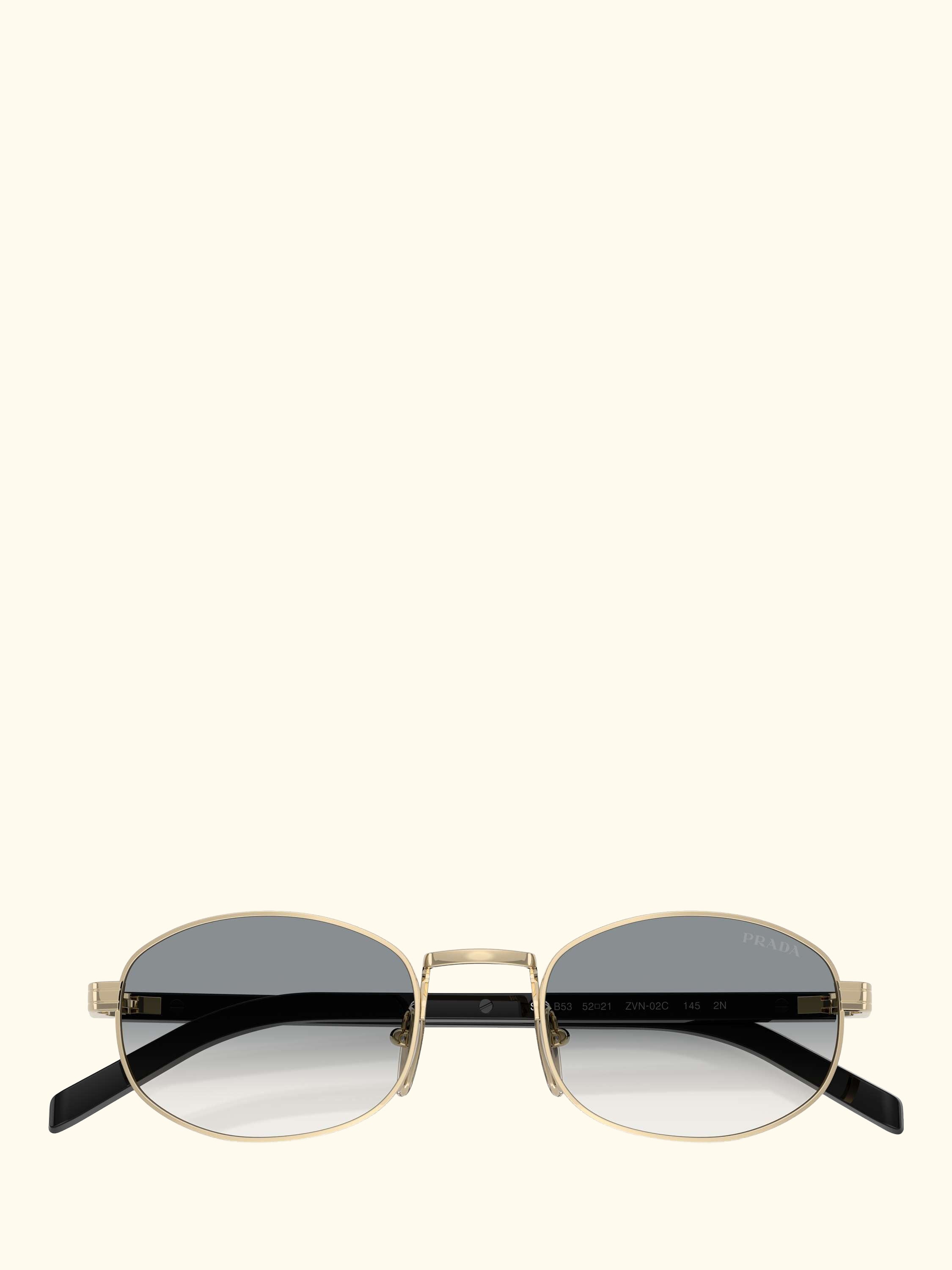 PR B53S Women's Oval Sunglasses, Pale Gold/Grey Gradient