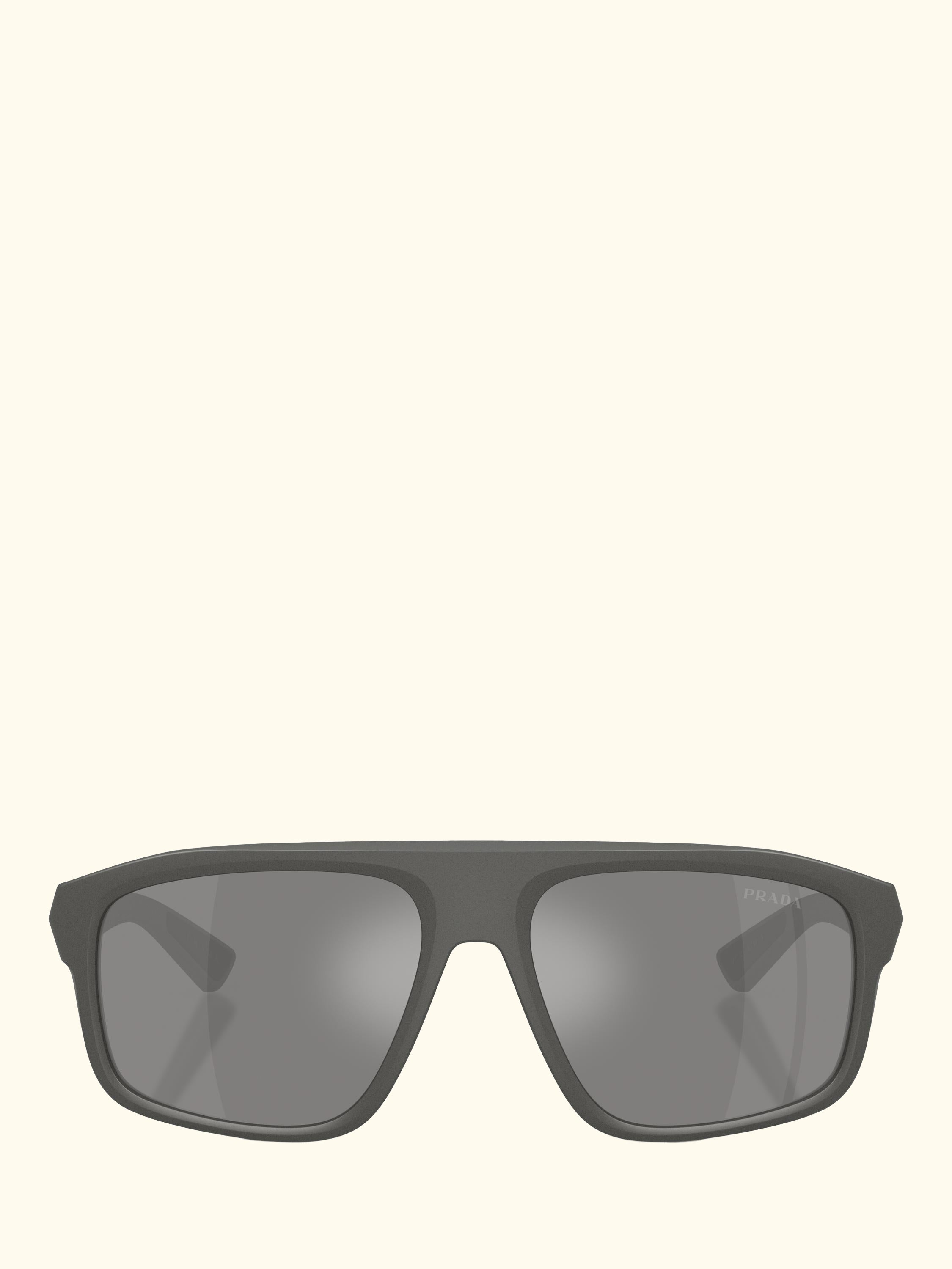 Prada Linea Rossa PS B02S Men's Irregular Sunglasses, Metal Grey/Mirror Grey