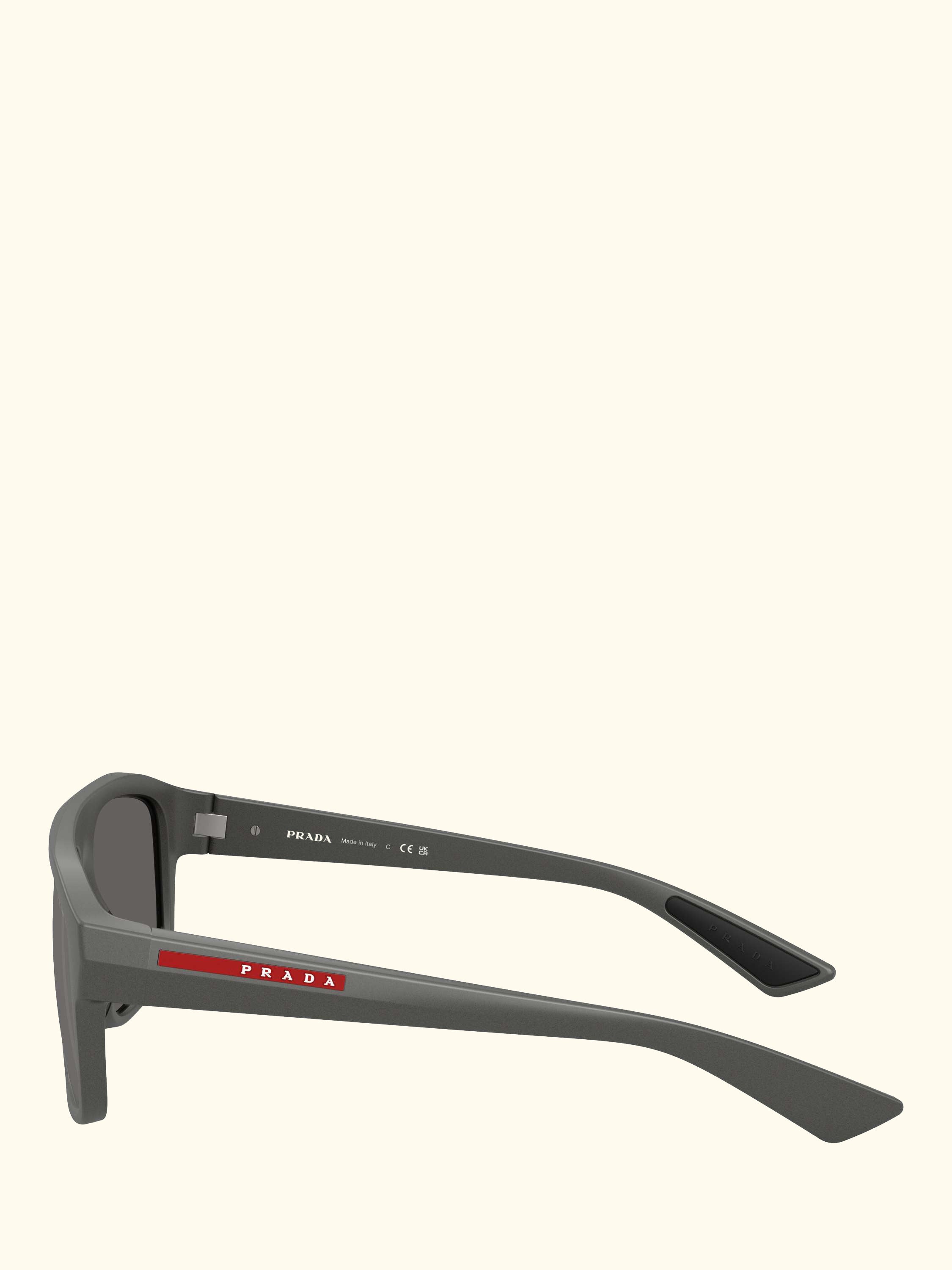 Prada Linea Rossa PS B02S Men's Irregular Sunglasses, Metal Grey/Mirror Grey