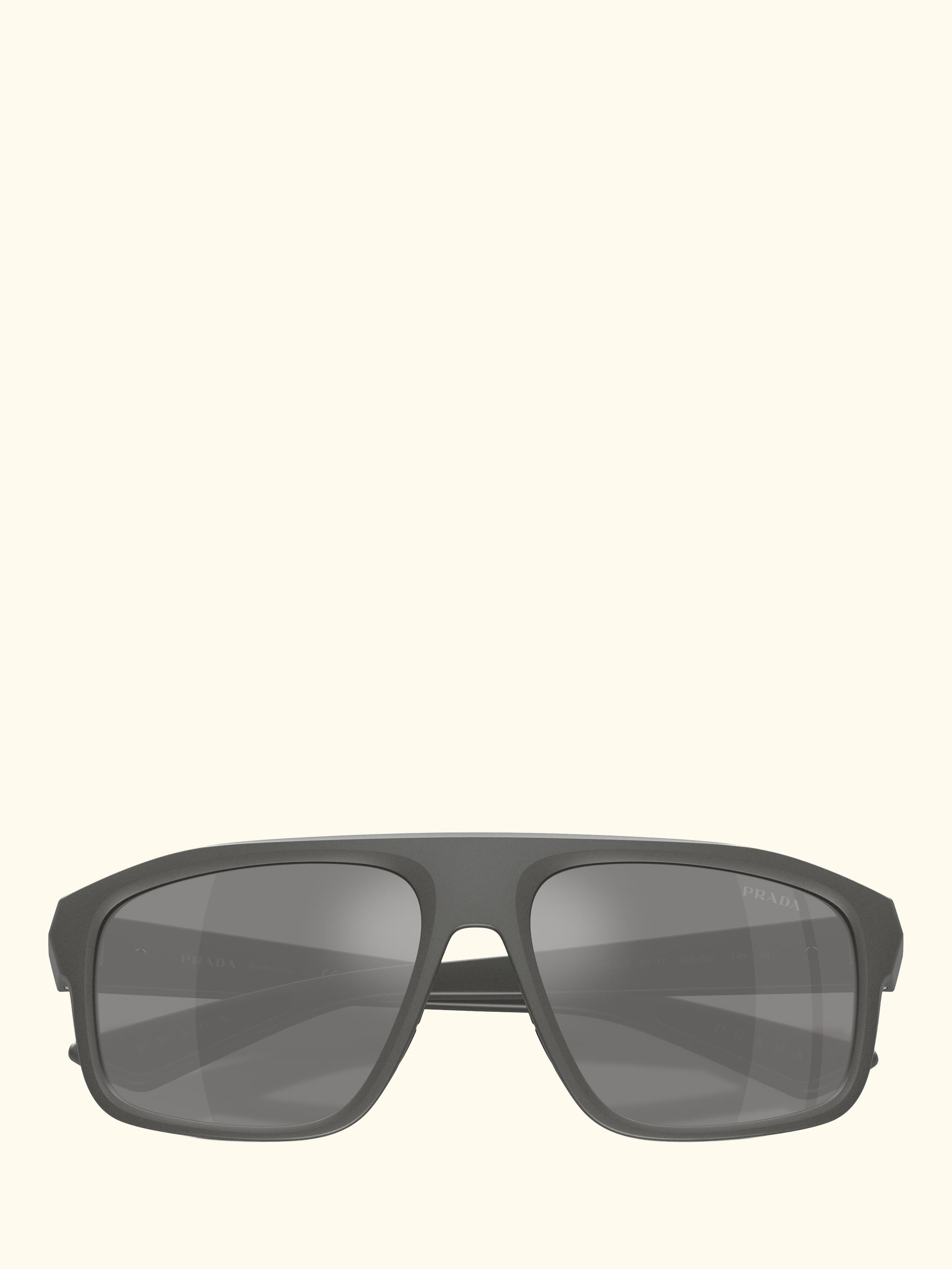 Prada Linea Rossa PS B02S Men's Irregular Sunglasses, Metal Grey/Mirror Grey
