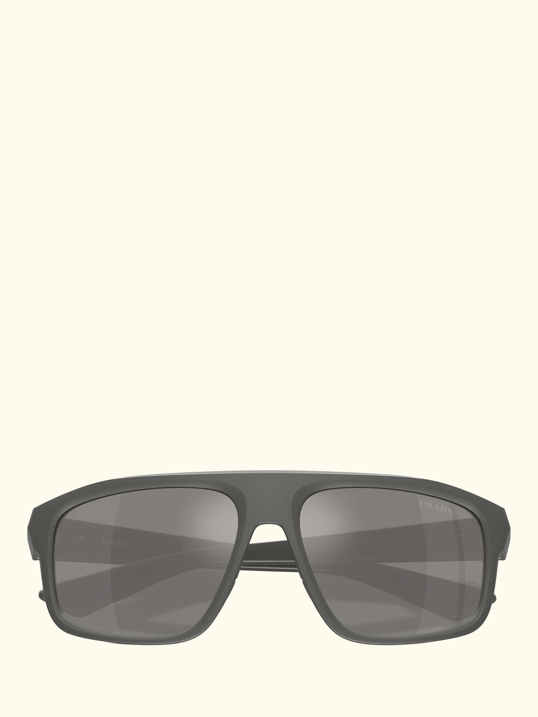 Prada Linea Rossa PS B02S Men's Irregular Sunglasses, Metal Grey/Mirror Grey