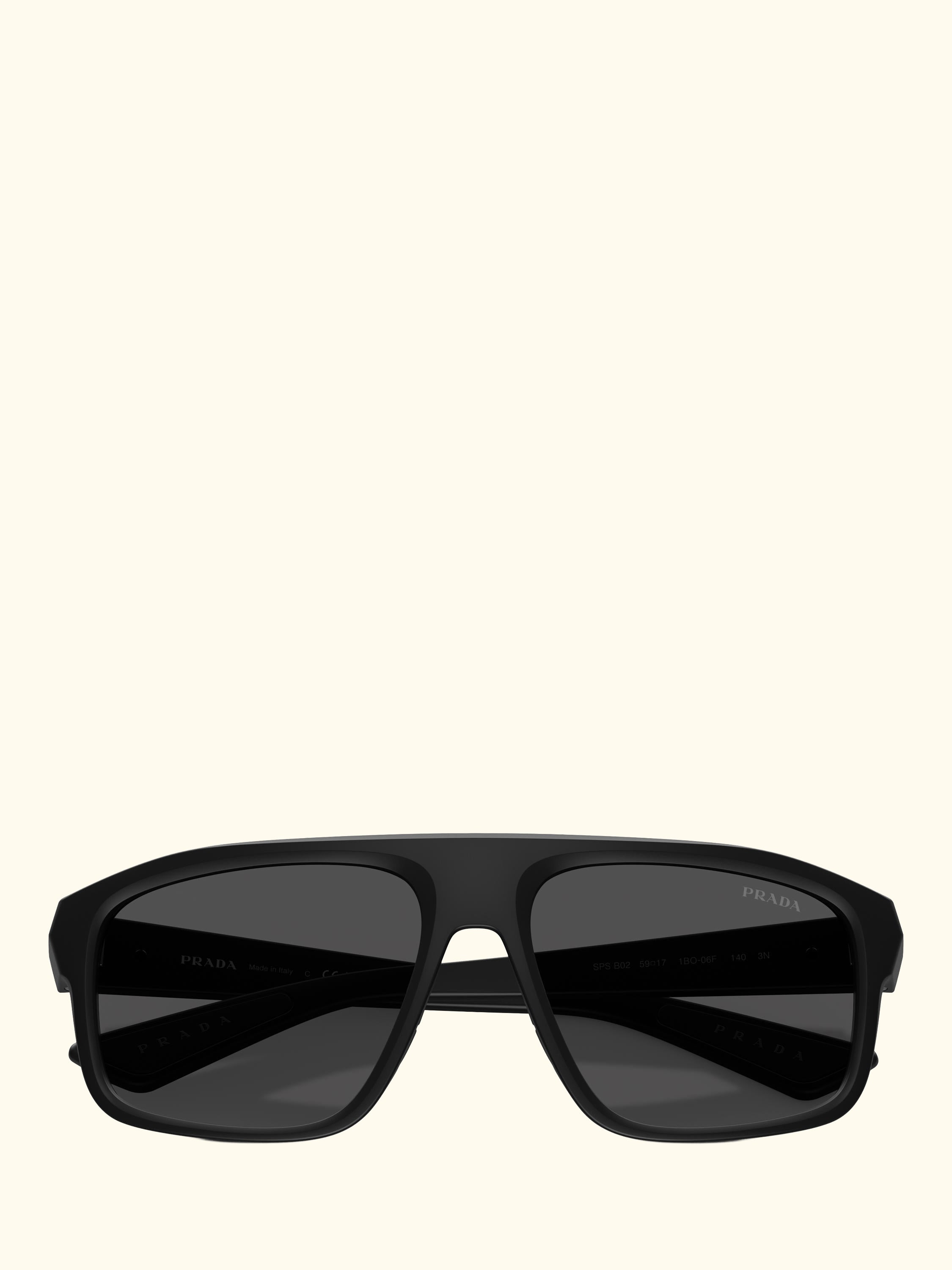 Prada Linea Rossa PS B02S Men's Irregular Sunglasses, Matte Black/Grey