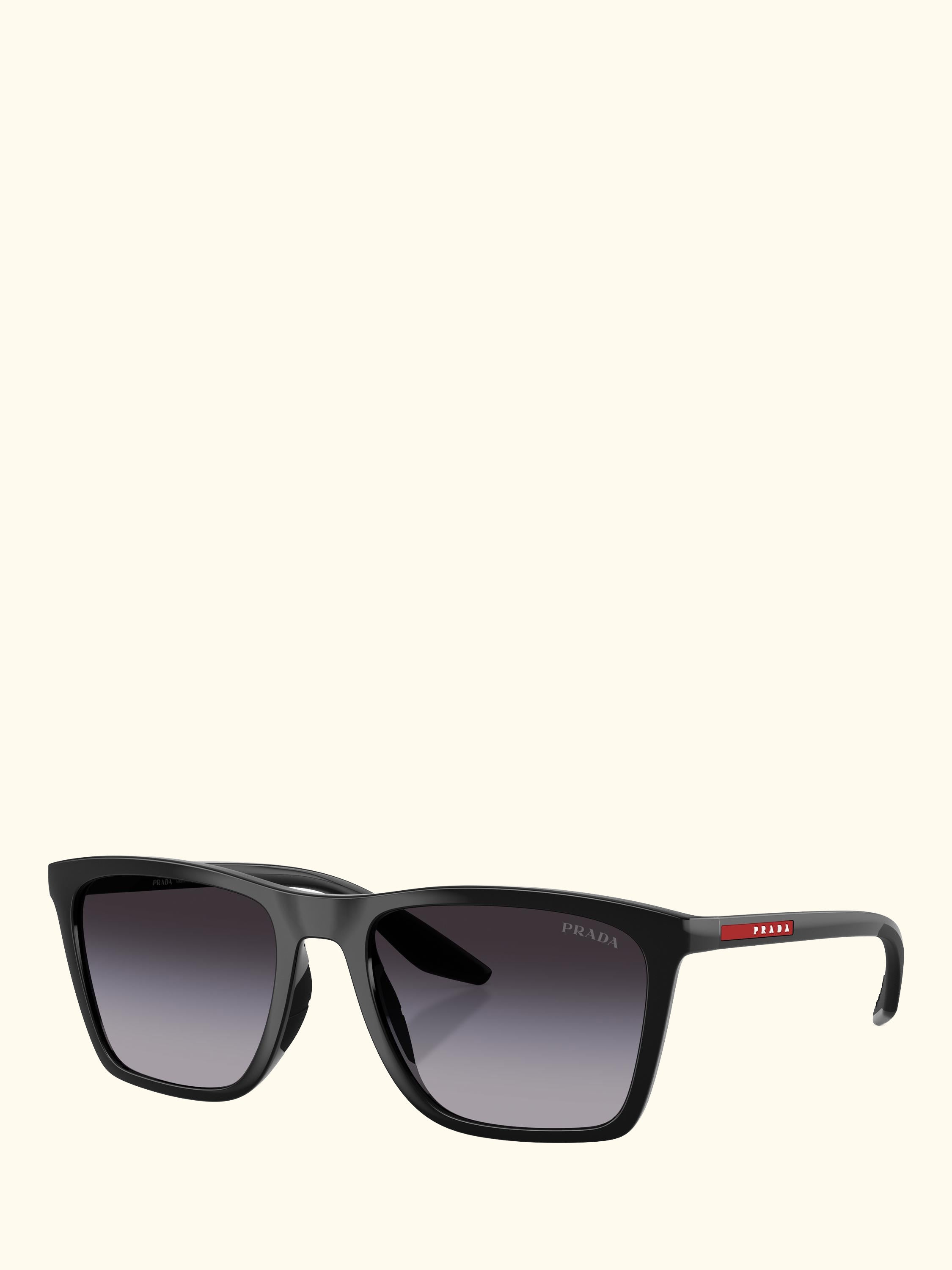 Prada Linea Rossa PS B08S Men's Pillow Sunglasses, Black/Grey Gradient