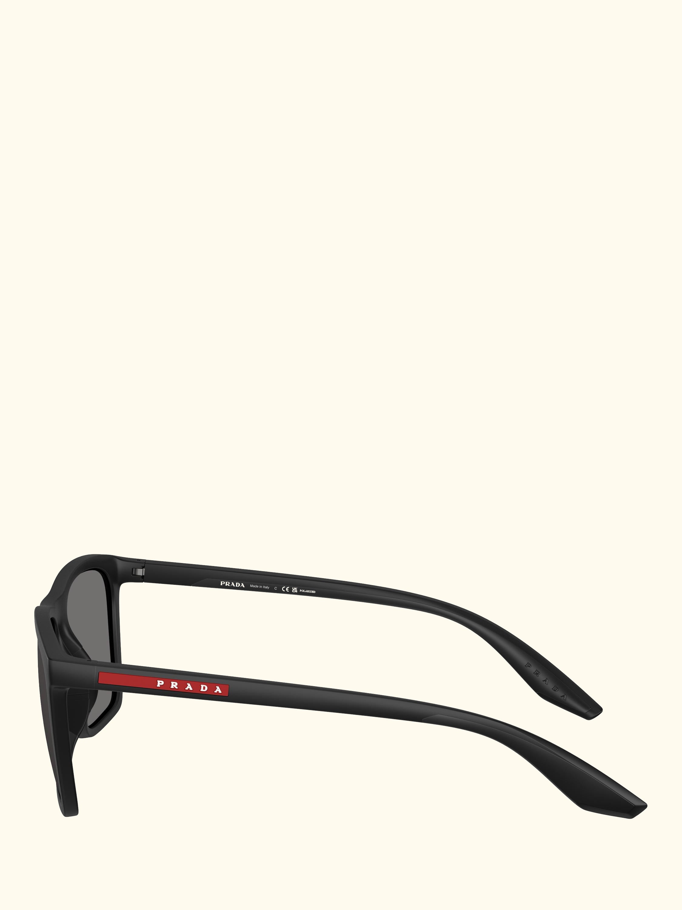 Prada Linea Rossa PS B08S Men's Polarised Pillow Sunglasses, Matte Black/Grey