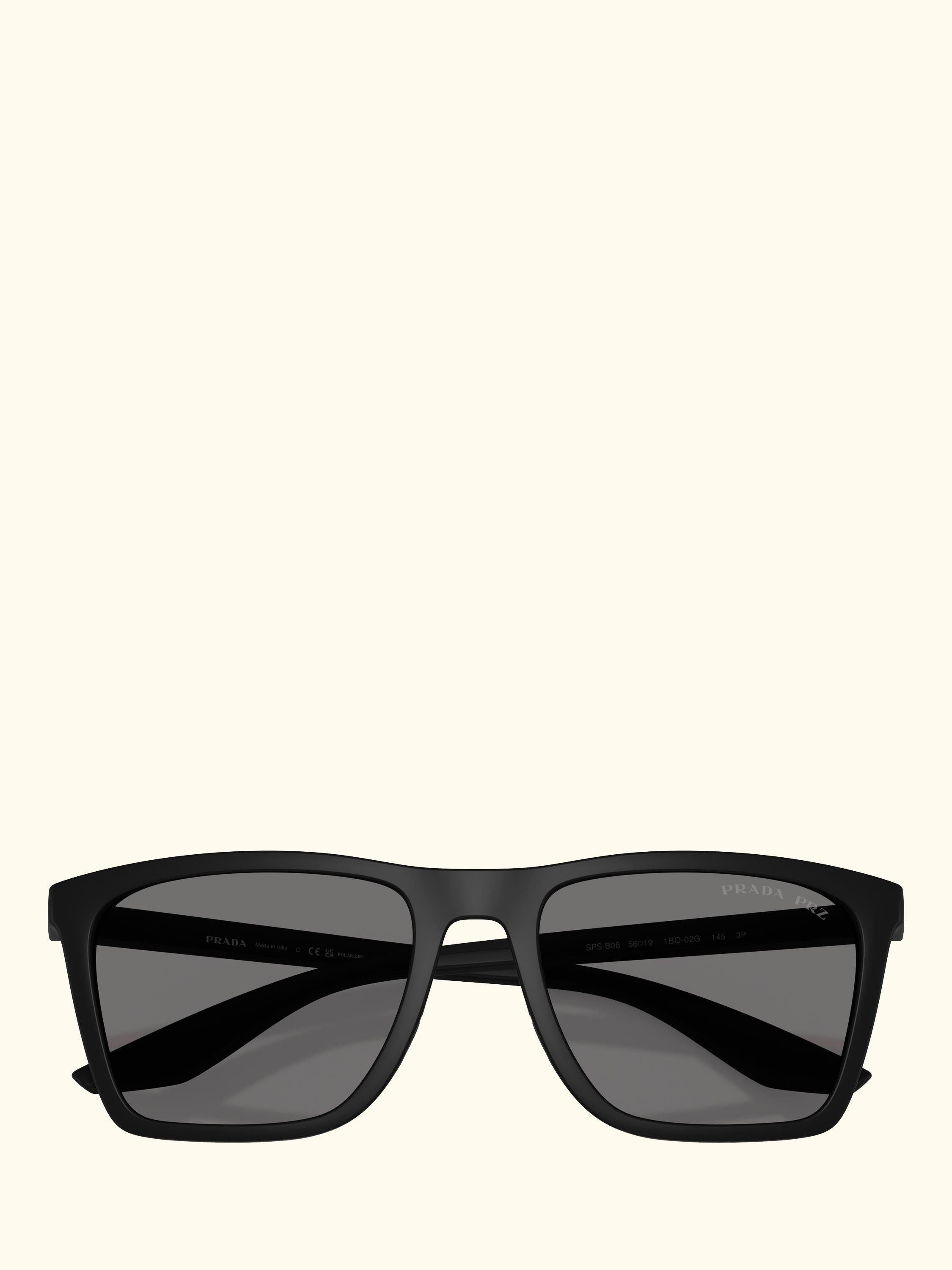 Prada Linea Rossa PS B08S Men's Polarised Pillow Sunglasses, Matte Black/Grey