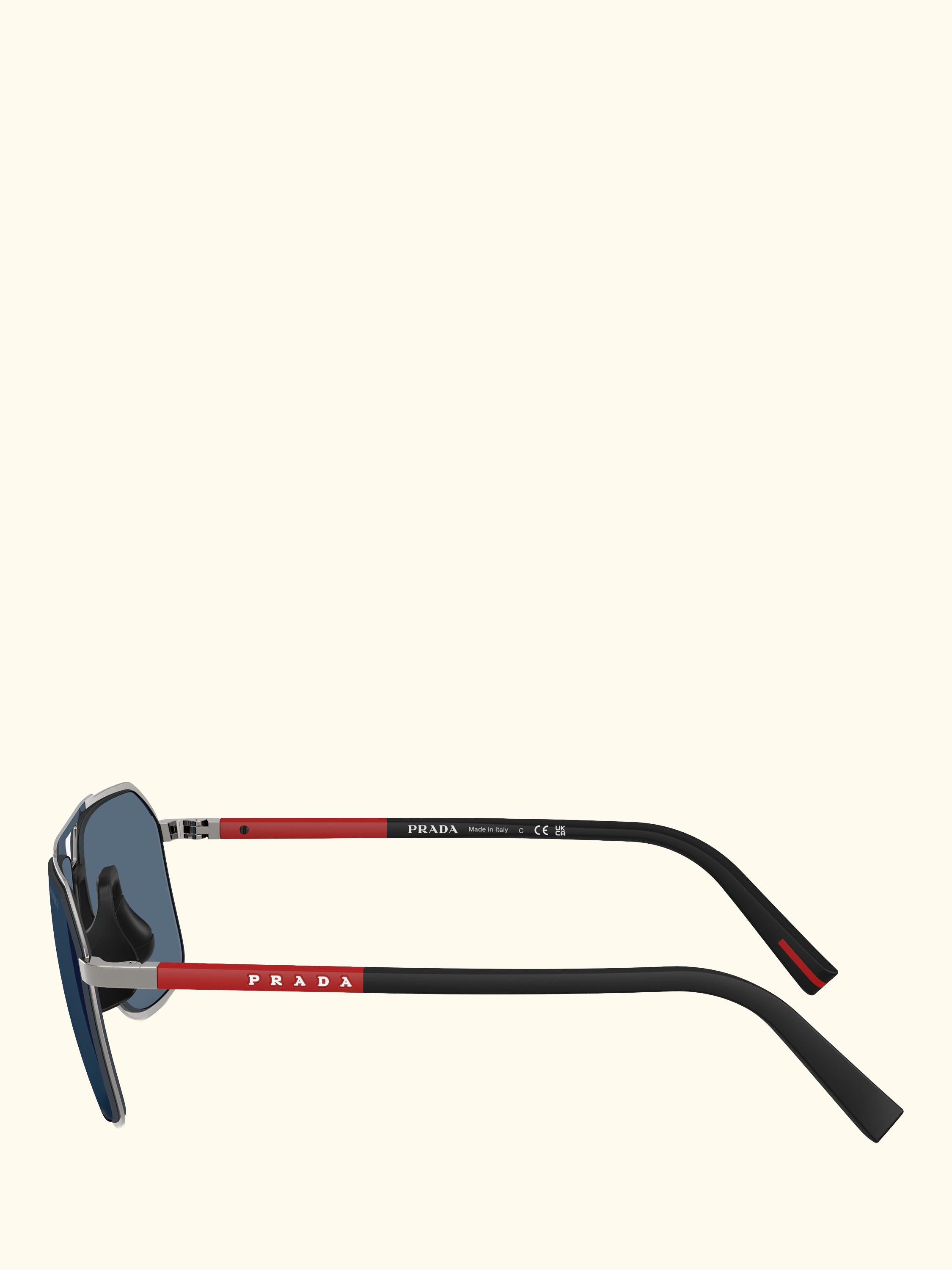 Prada Linea Rossa PS B51S Men's Aviator Sunglasses, Gunmetal/Blue