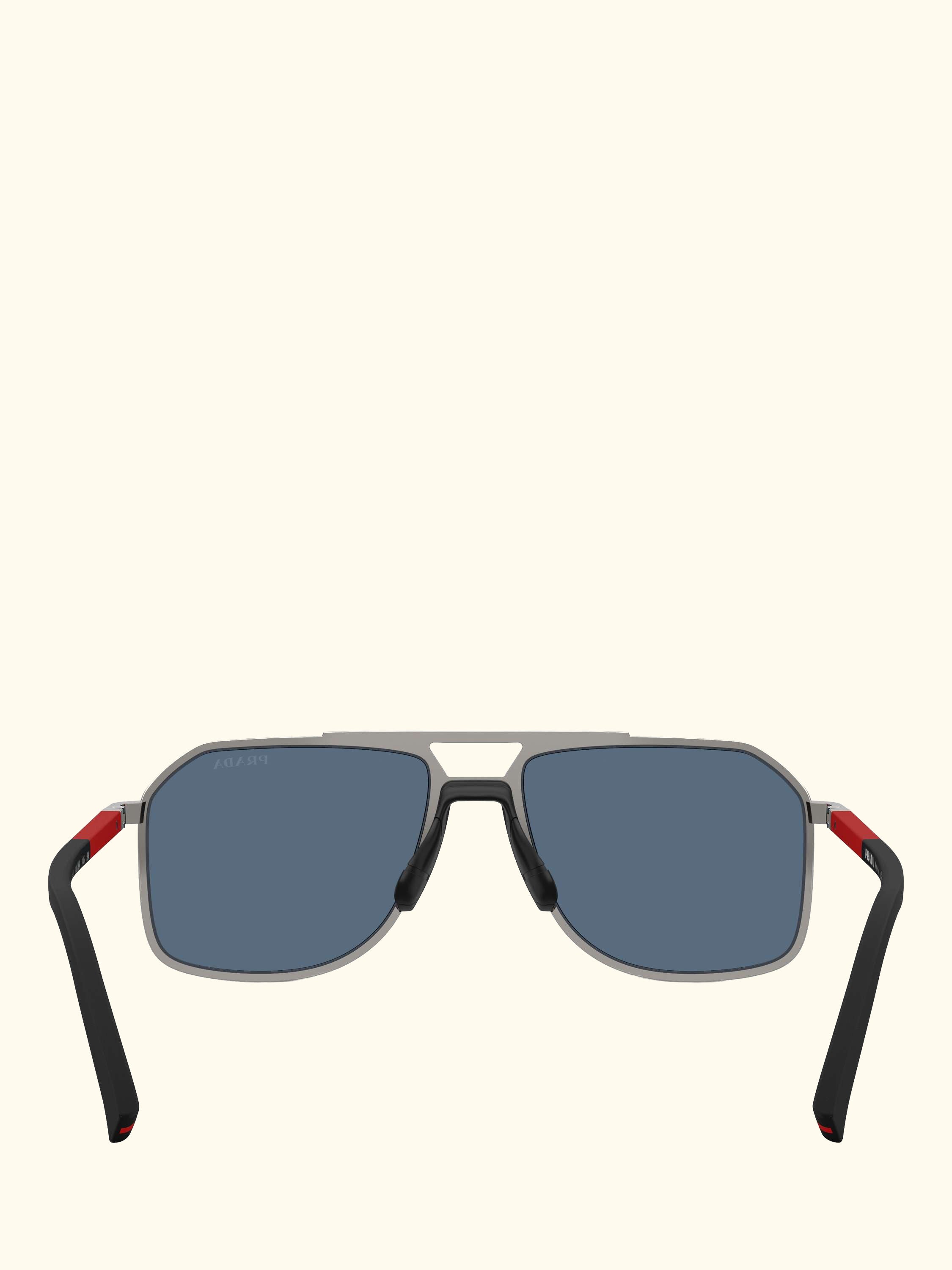 Prada Linea Rossa PS B51S Men's Aviator Sunglasses, Gunmetal/Blue