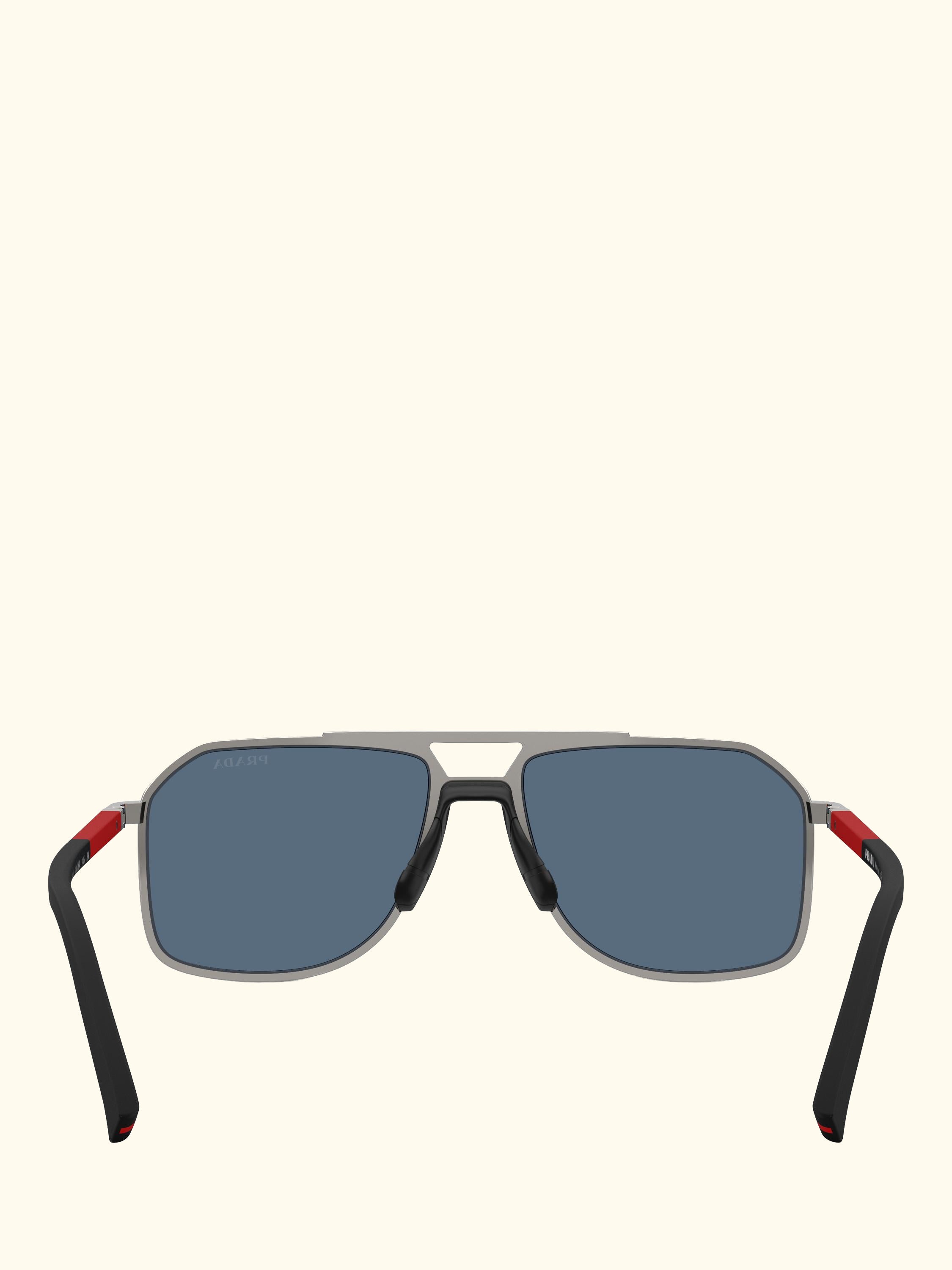 Prada Linea Rossa PS B51S Men's Aviator Sunglasses, Gunmetal/Blue
