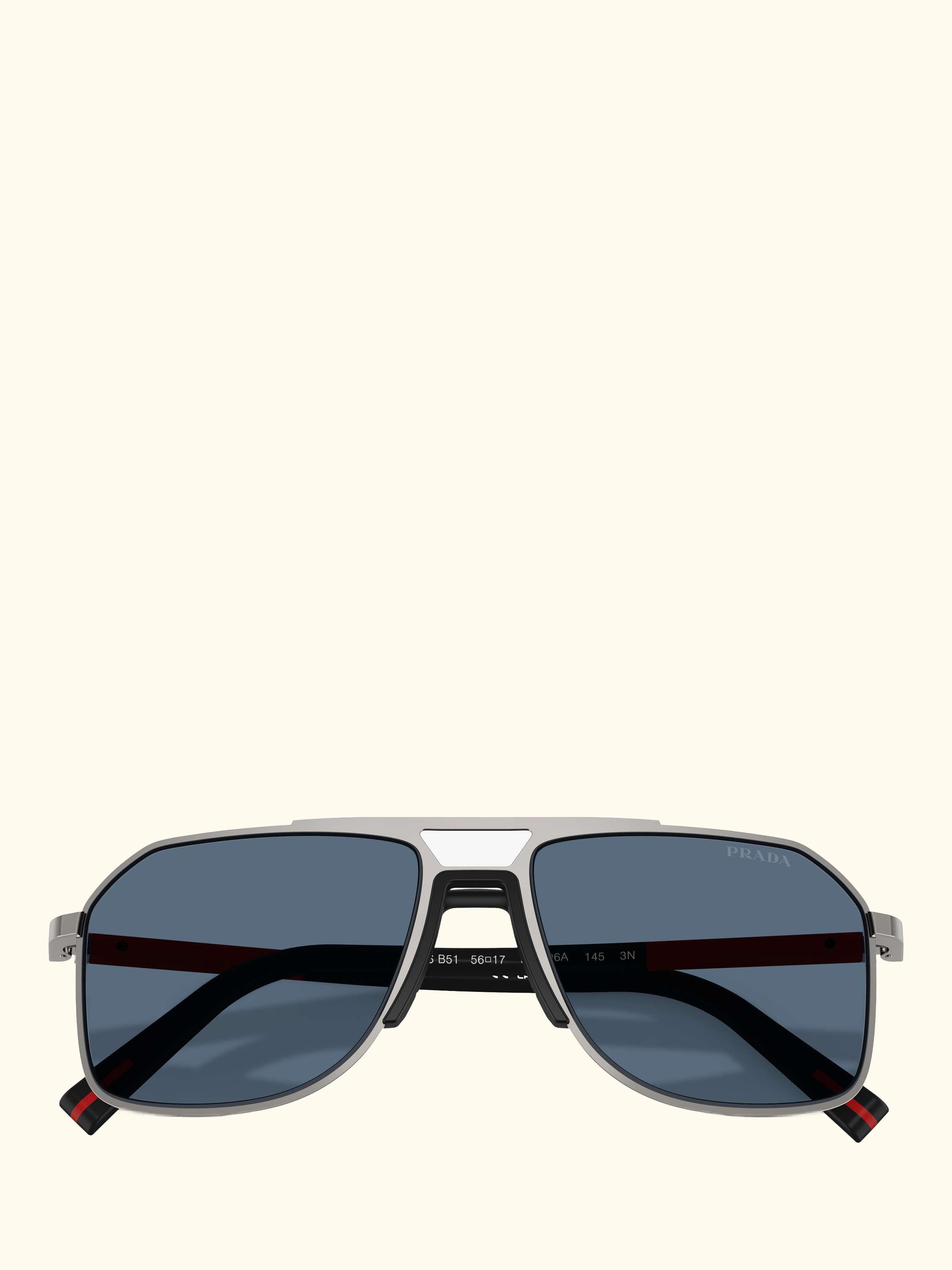 Prada Linea Rossa PS B51S Men's Aviator Sunglasses, Gunmetal/Blue