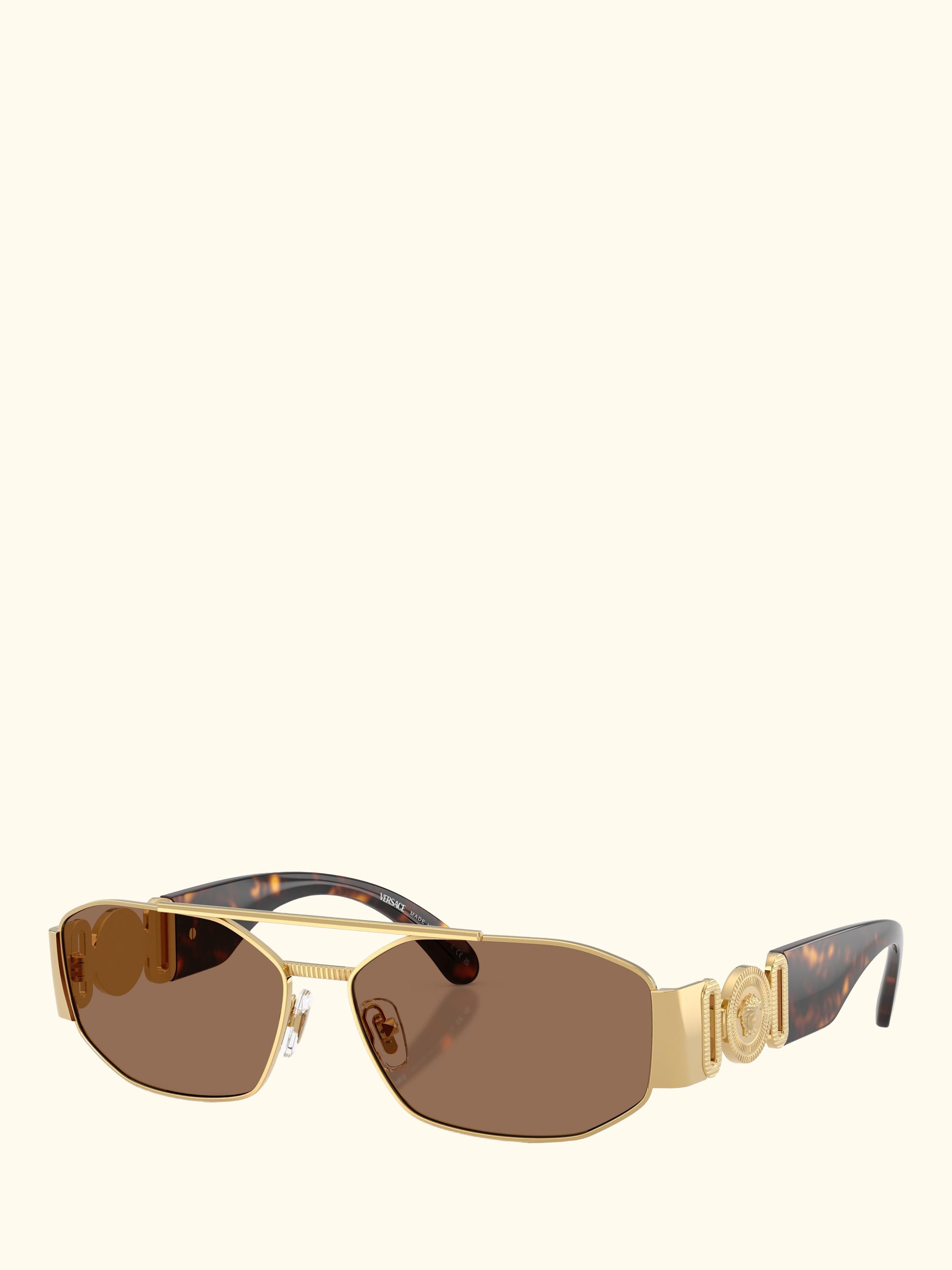 VE2287 Men's Irregular Sunglasses, Gold/Brown